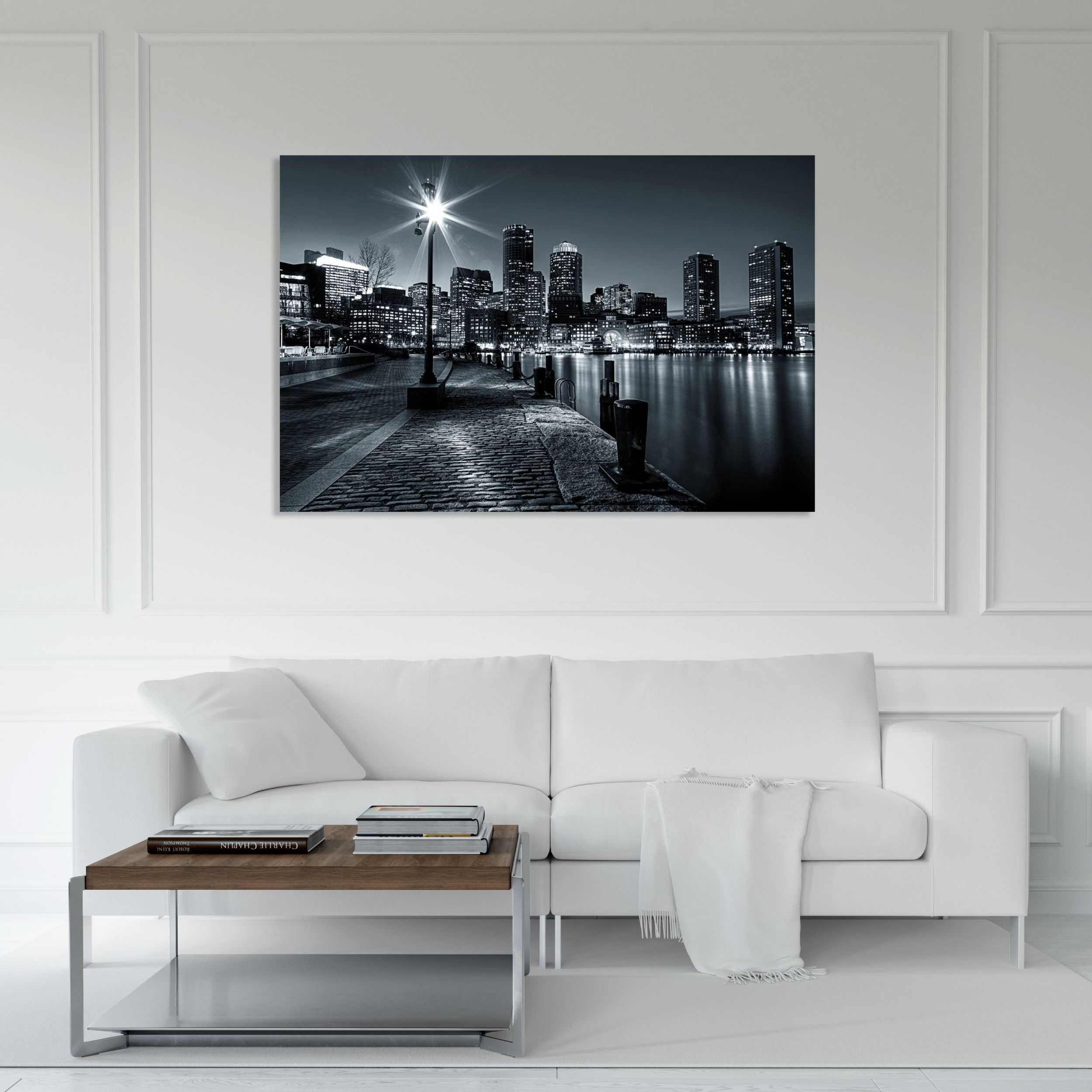 Boston Harbor Gece Görüntüsü Tablo