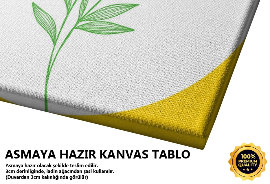 Beyaz Zemin Yeşil Çiçek Tablo