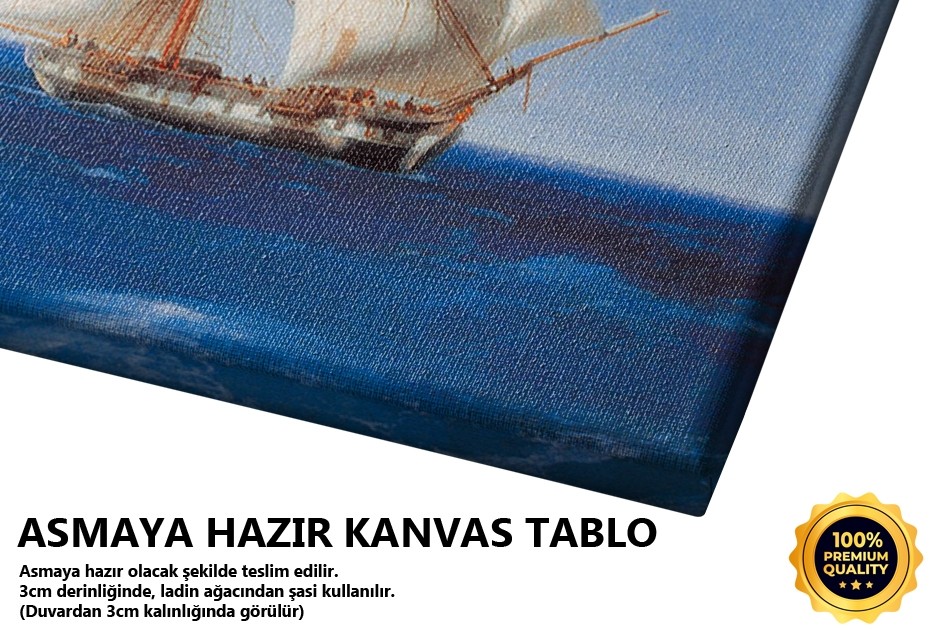 Gün Ortasında Pupa Yelken İlerleyen Gemi, 1860 Tablo