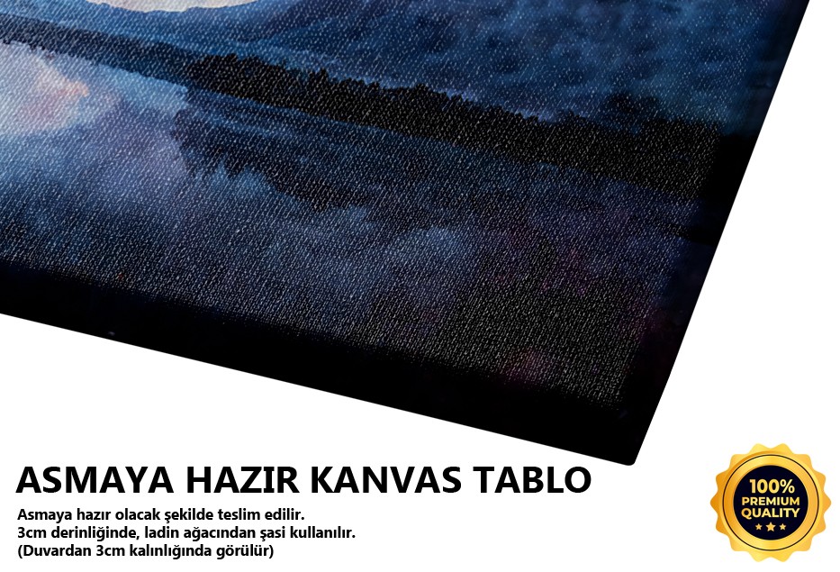 Kırmızı Ağaçlar ve Dolunay Manzarası