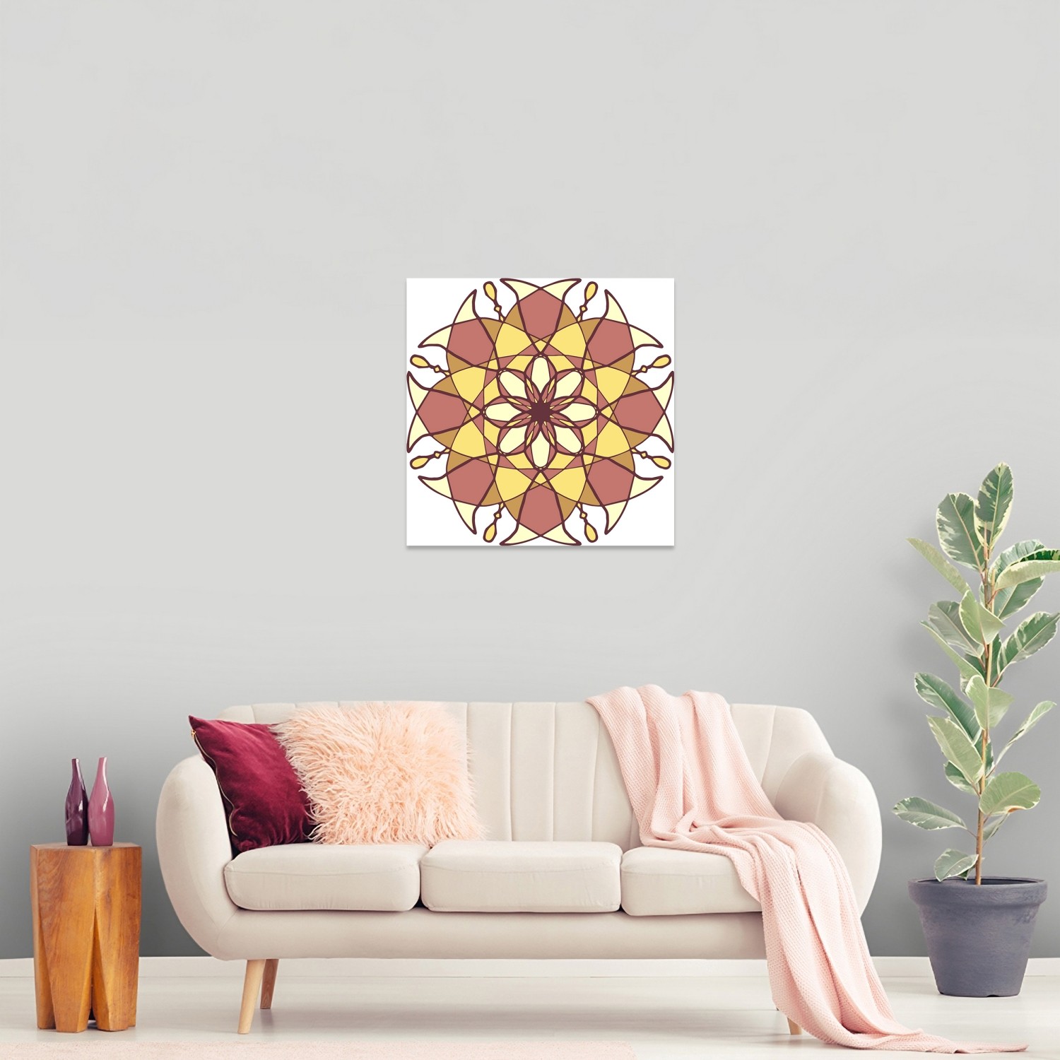 Floral Desen İkili Kahve Tablo