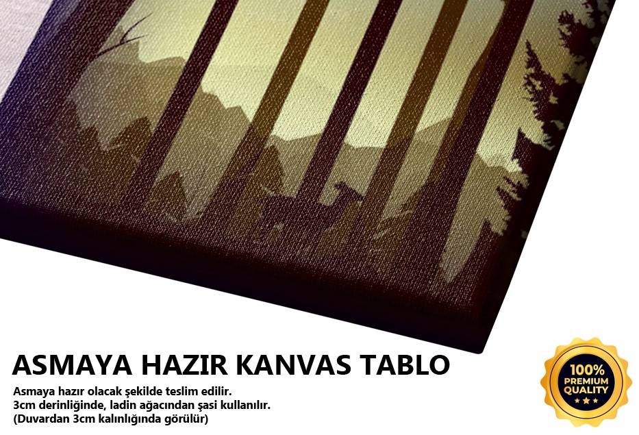 Ağaçlar Ve Geyik Tablo