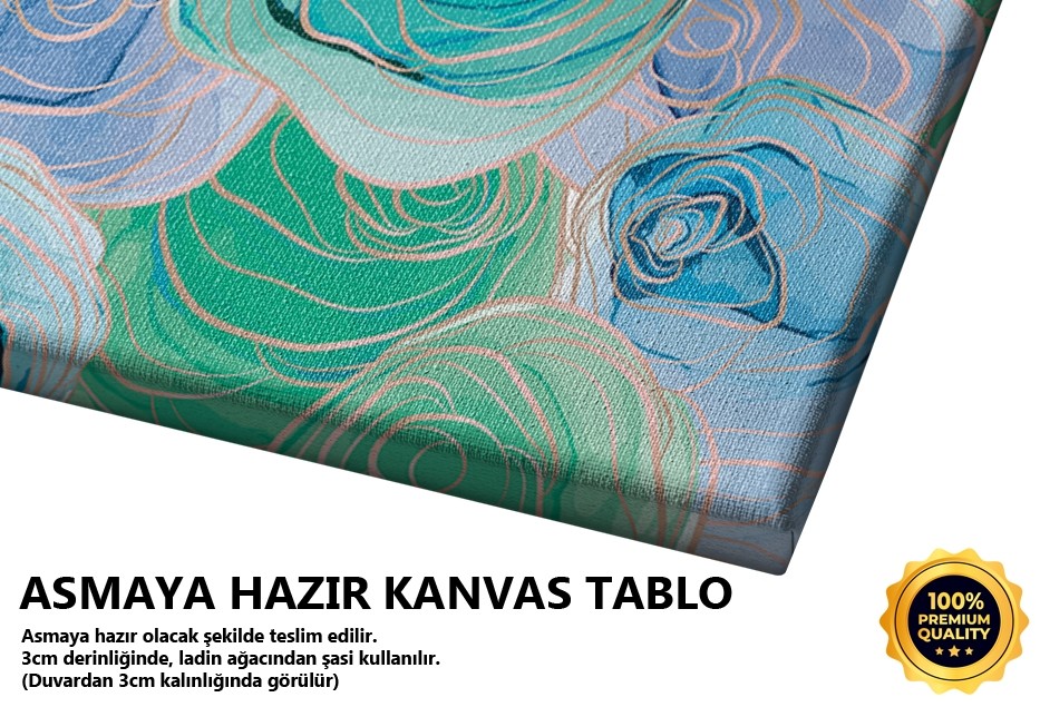 Mavi Yeşil Gül Deseni