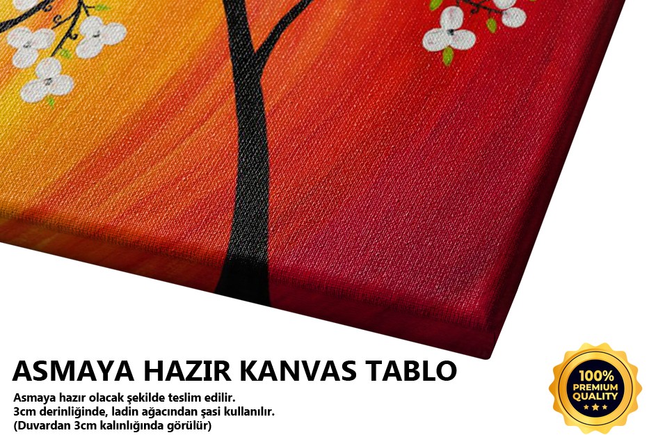 Kiraz Çiçekleri Ve Aşık Kuşlar Tablo
