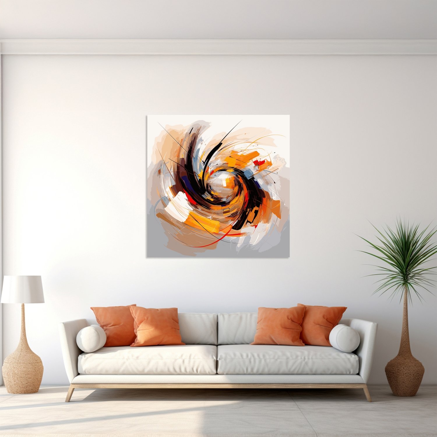 Turuncu ve Siyah Spiral Desen