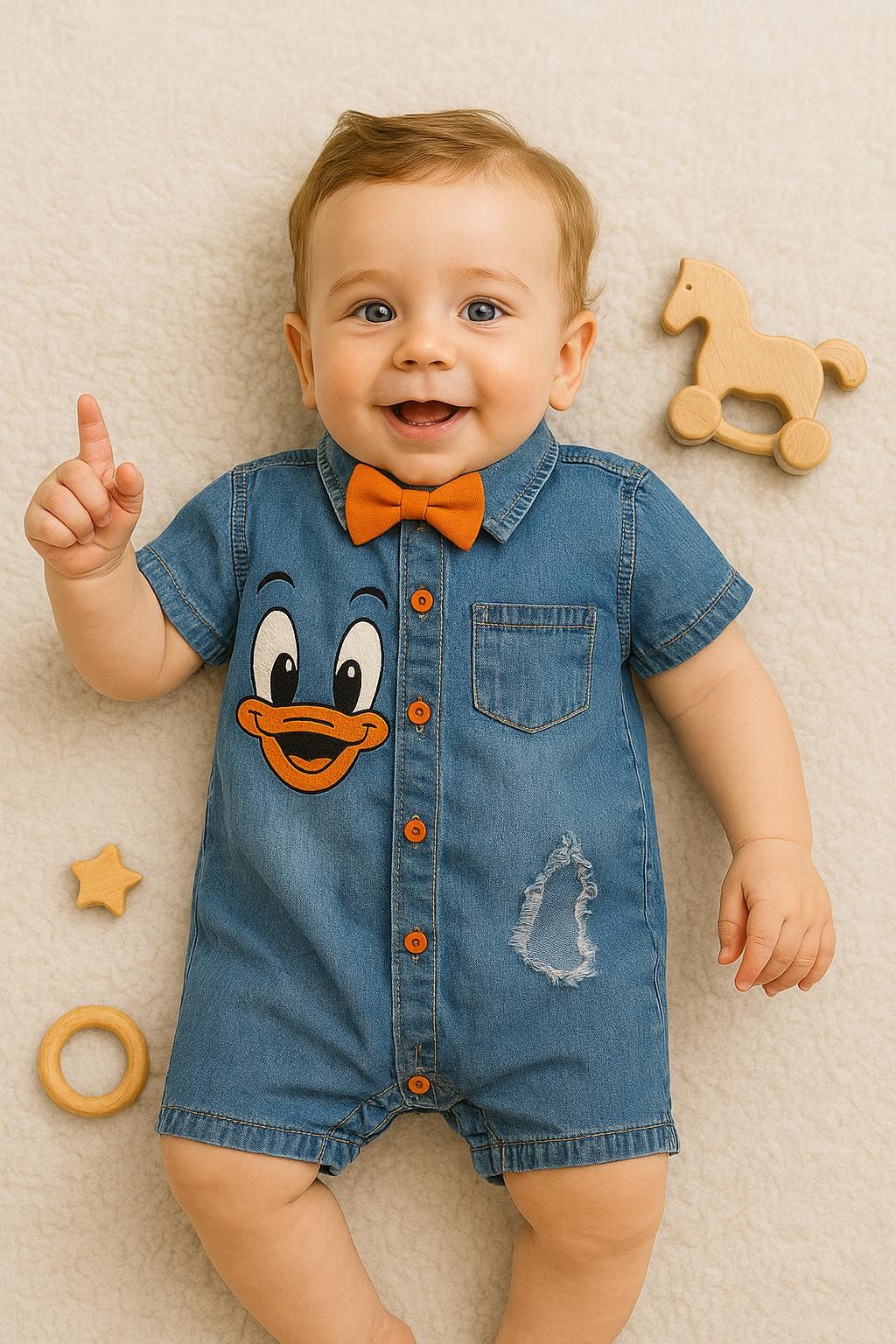 Cute Duck Yumuşak Kot Tulum