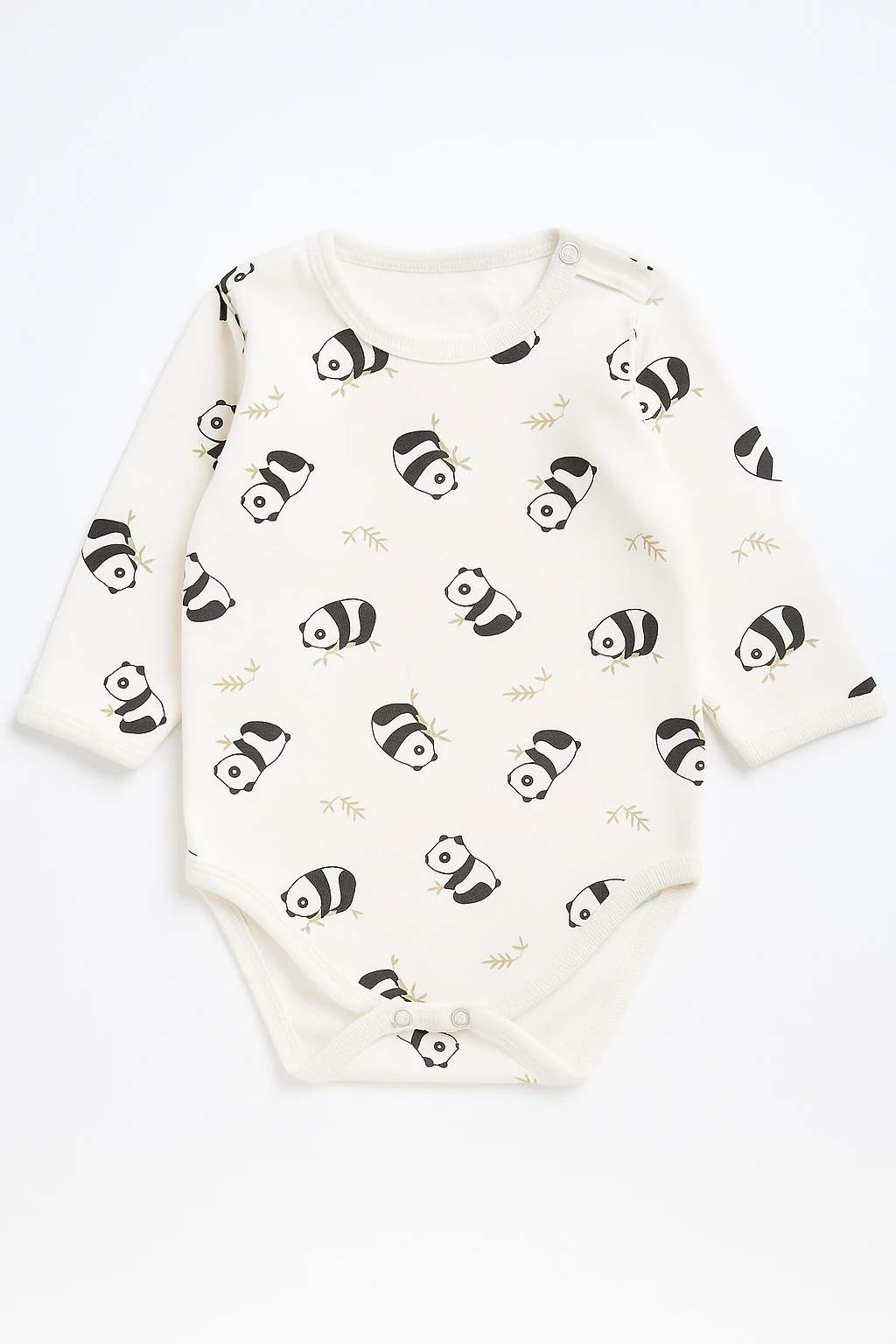 Panda Desenli Body Uzun Kol