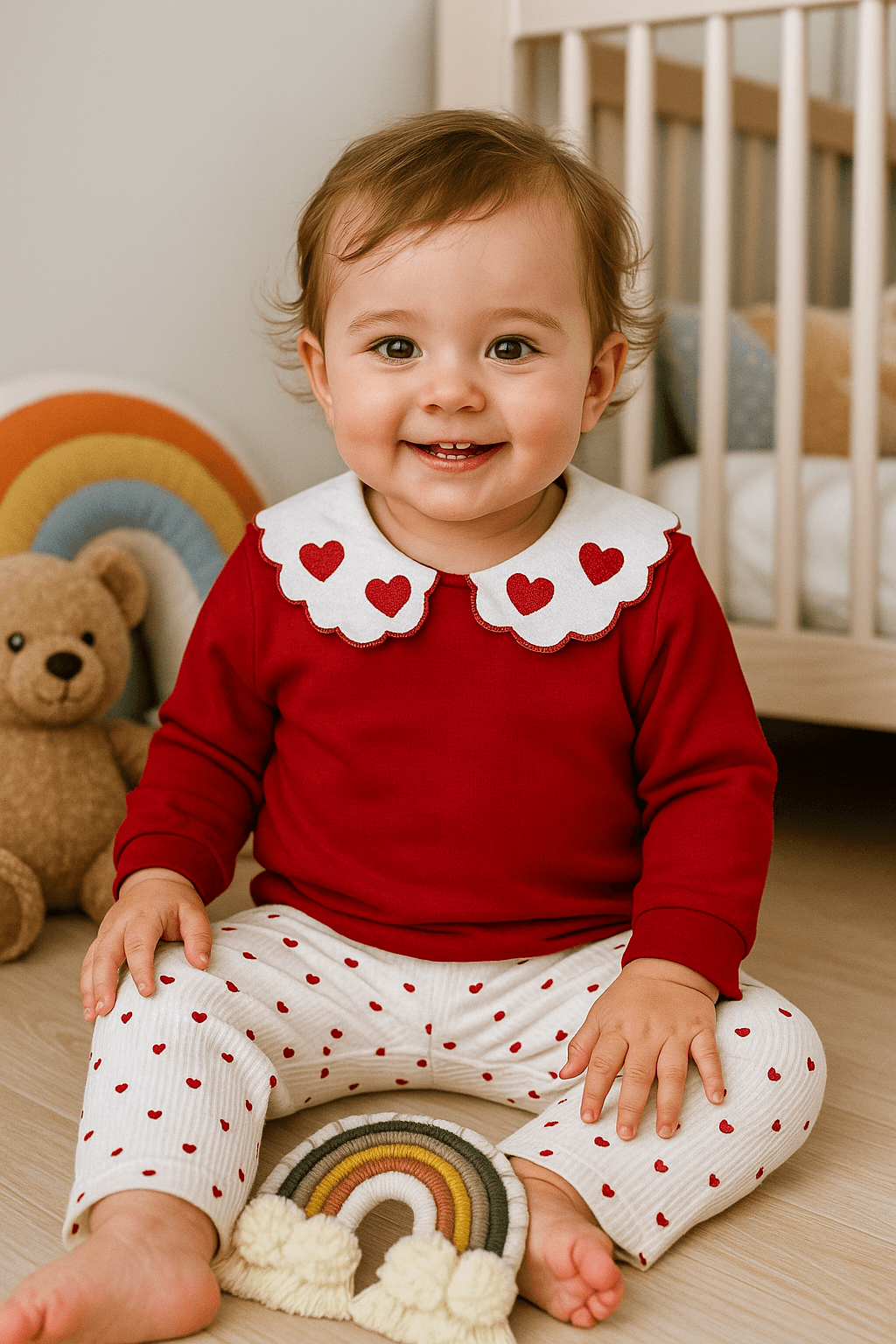 Bebe Yaka Kalp Detaylı 2'Li Takım