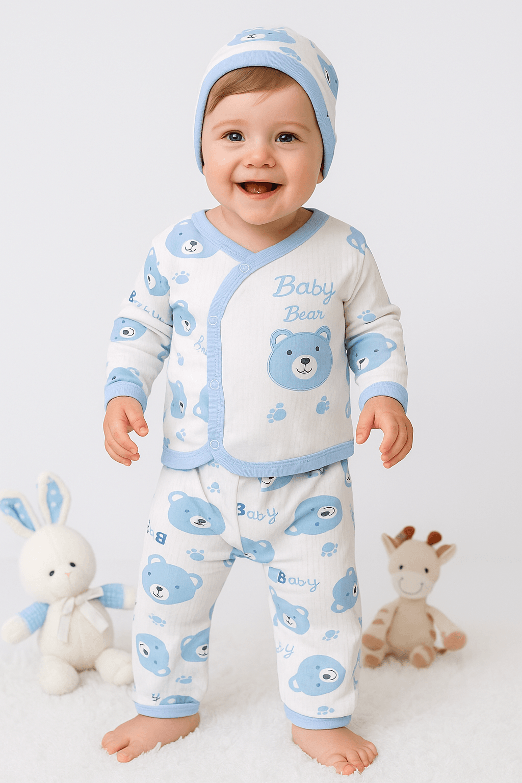 Yenidoğan Bear Baby 3'lü Zıbın Takım
