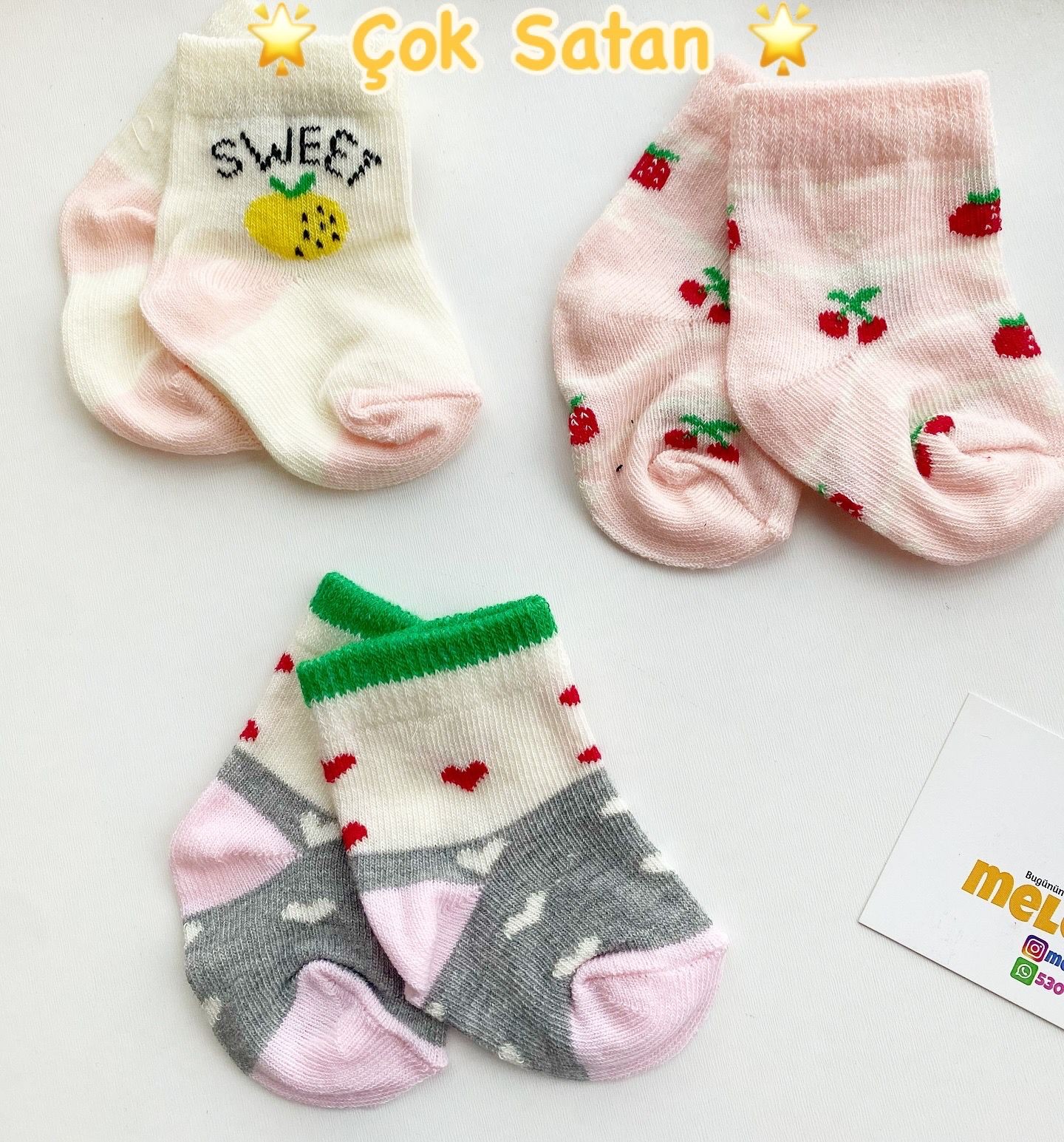 Sweet 3'lü Set Bebek Çorap 