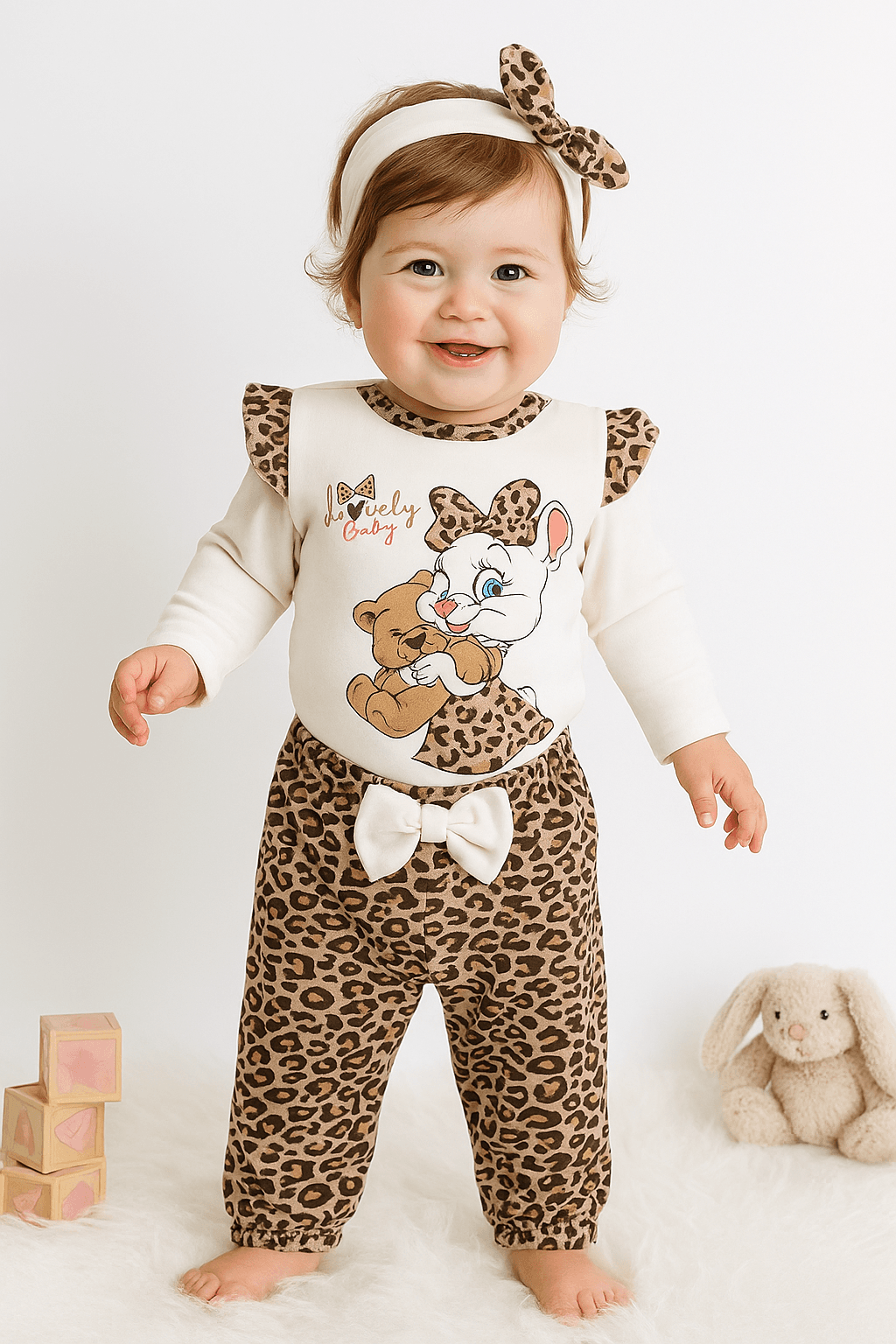 Lovely Baby Bandanalı 3'lü Takım