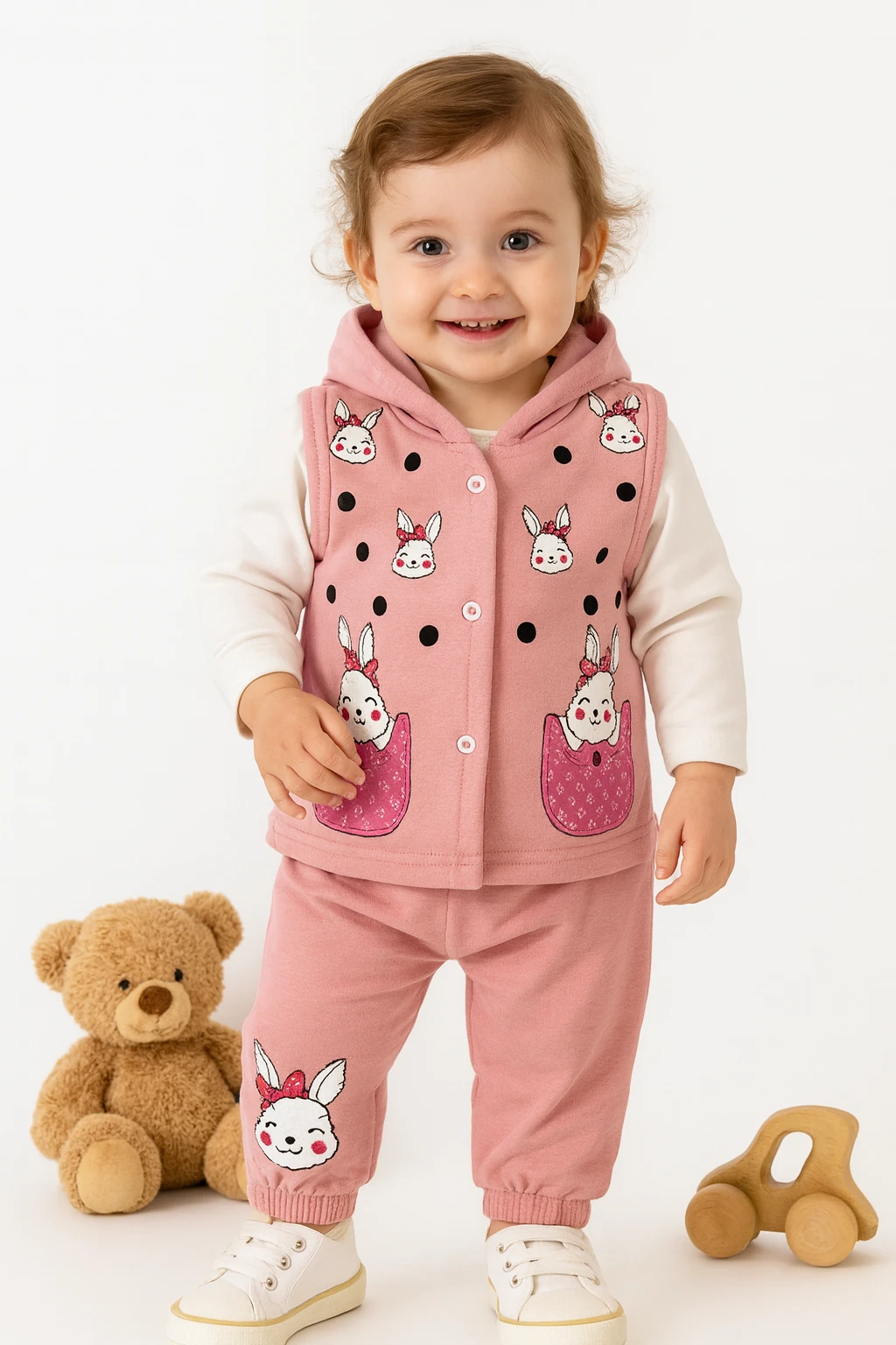 🌟 Bugüne Özel İndirim – 2 Yaş 3'lü Kız Bebek Takım %100 Pamuk