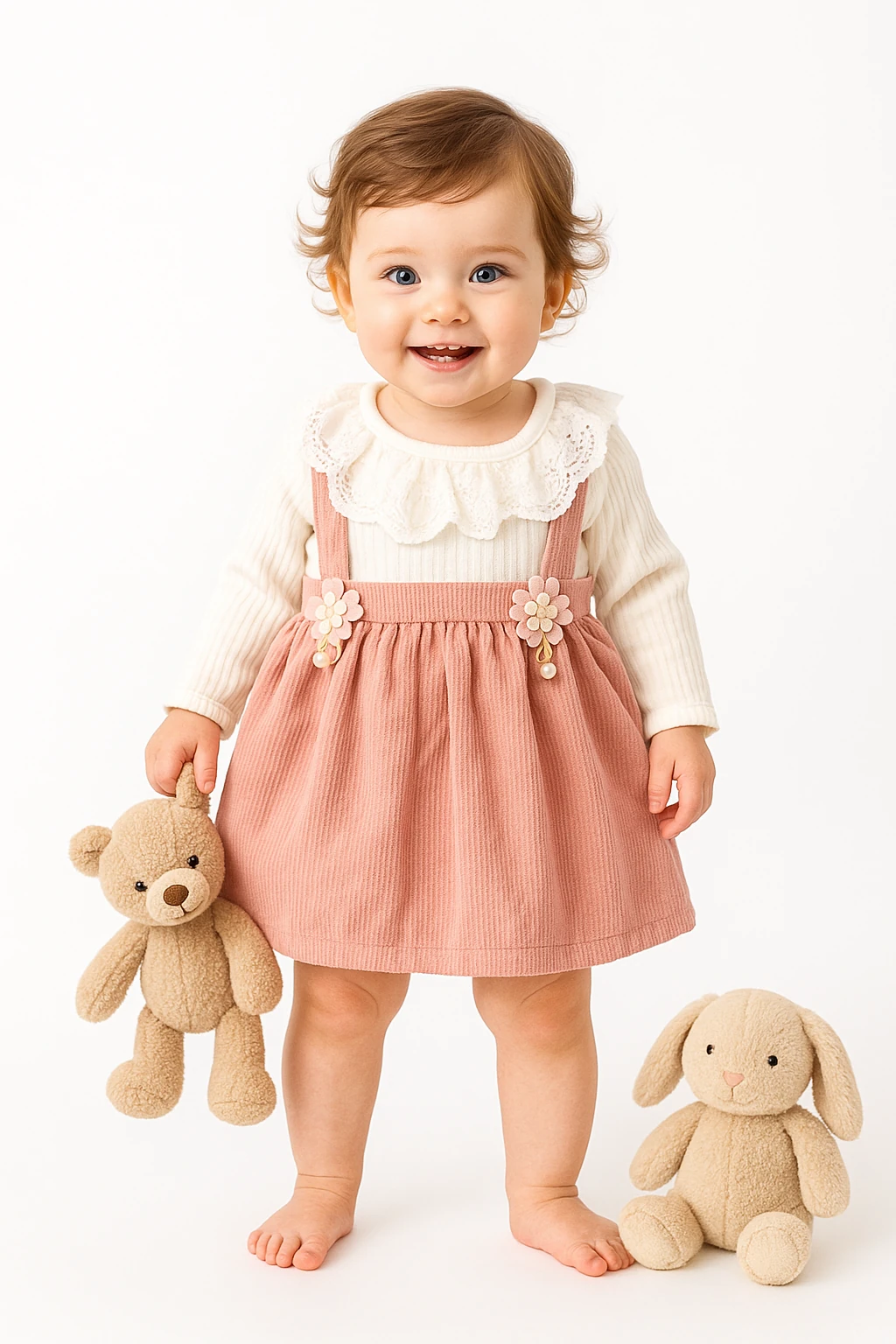 Yakası Dantelli Çiçek Süslü Elbise