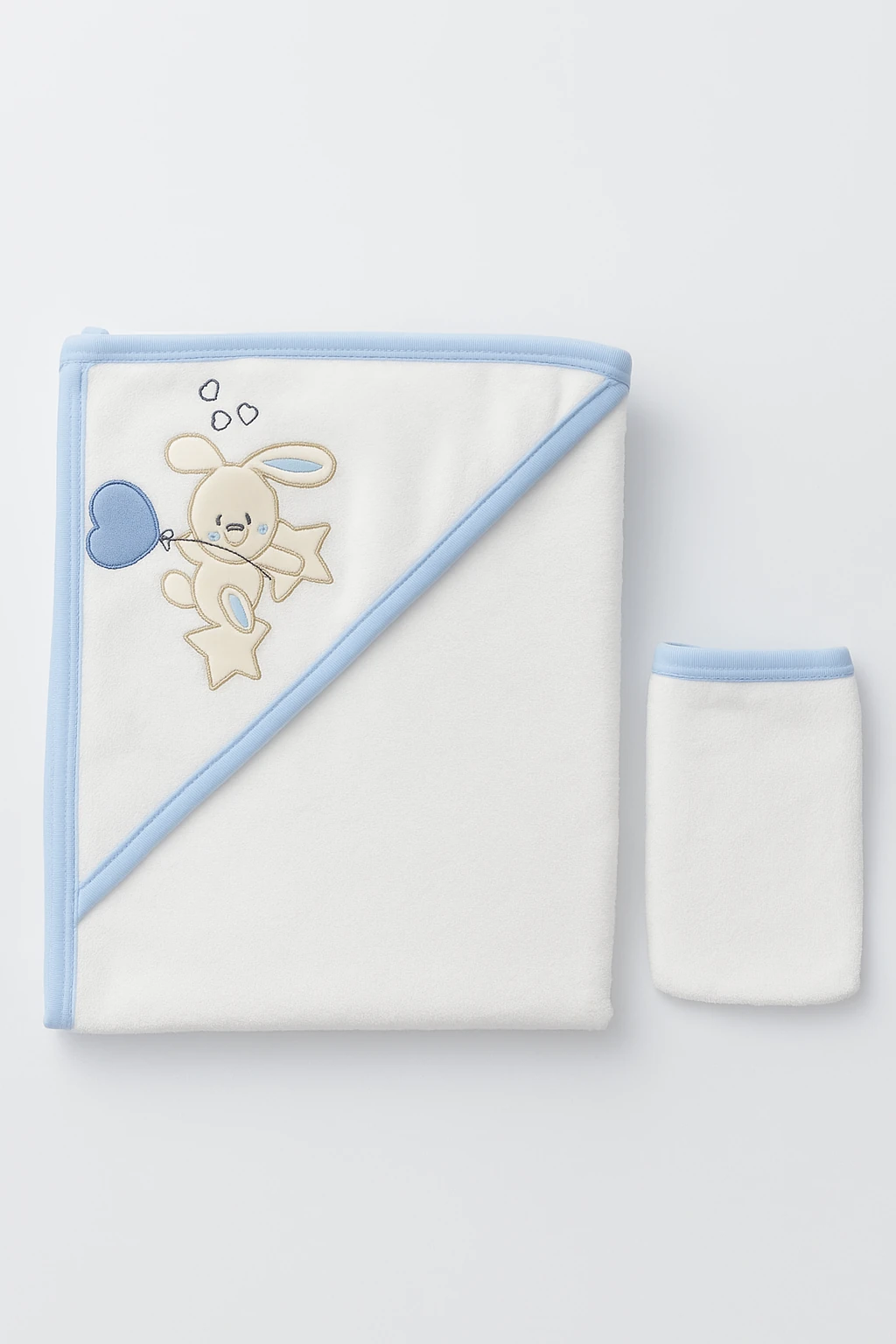 Kalpli Tavşan Nakışlı 2'li Havlu Silgi Set