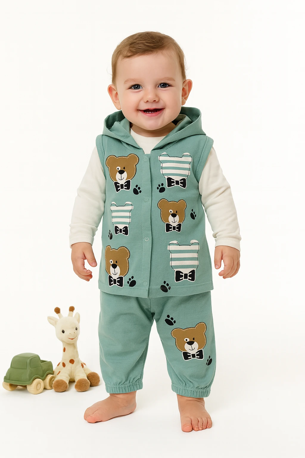 🌟 Bugüne Özel İndirim – 2 Yaş 3'lü Erkek Bebek Takım %100 Pamuk