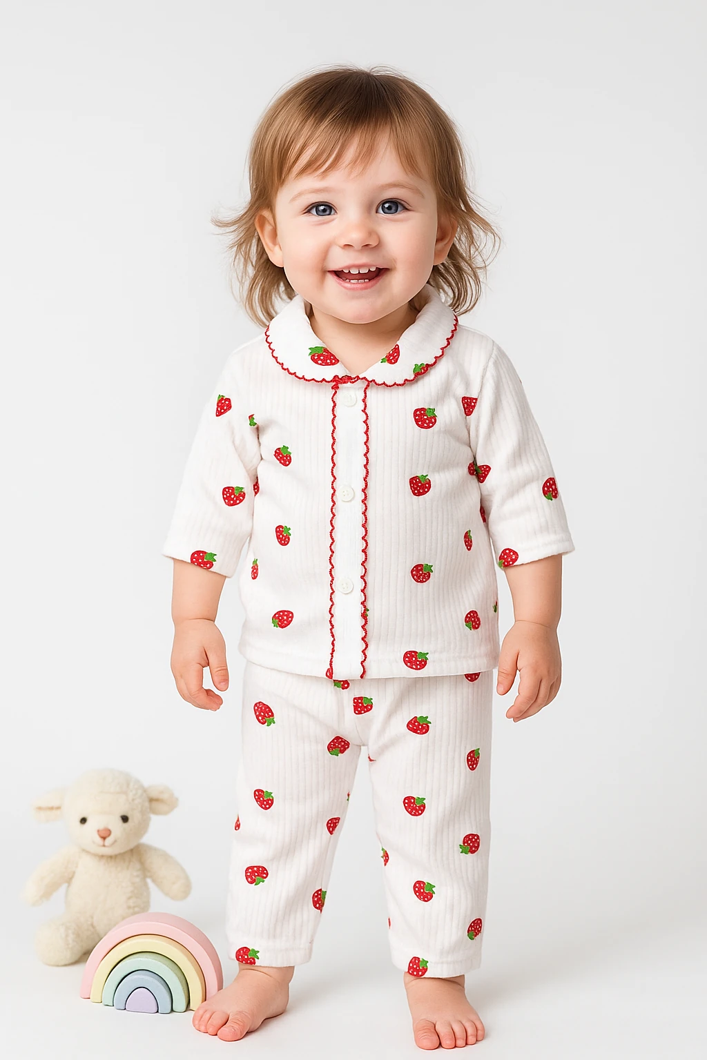 Çilekli Bebe Yaka 2'li Takım