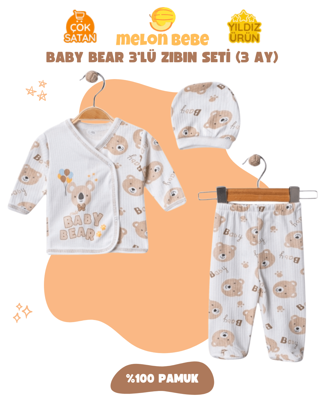 Baby Bear 3'lü Zıbın Seti (3 Ay)