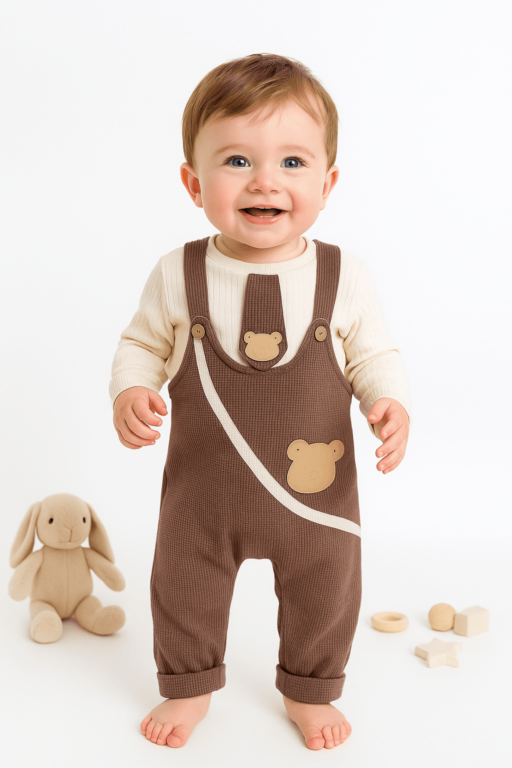 Baby Patron Waffle Kumaş 2'li Salopet Set