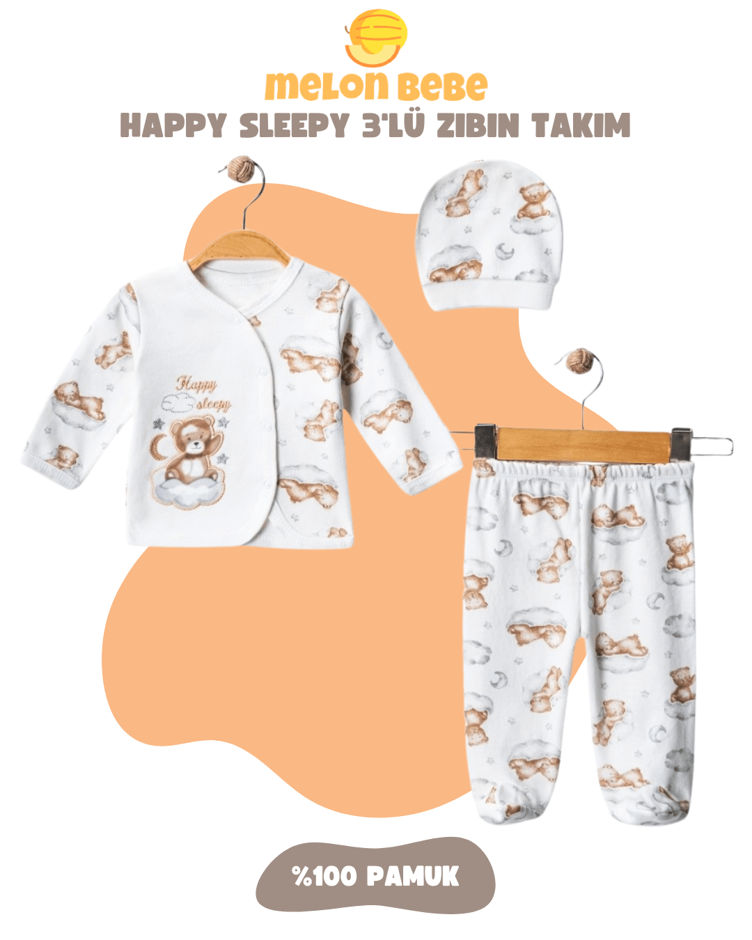 Happy Sleepy 3'lü Zıbın Takım