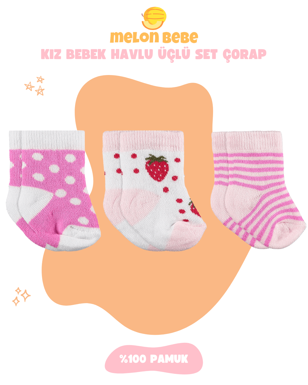 Kız Bebek Havlu 3'lü Set Çorap