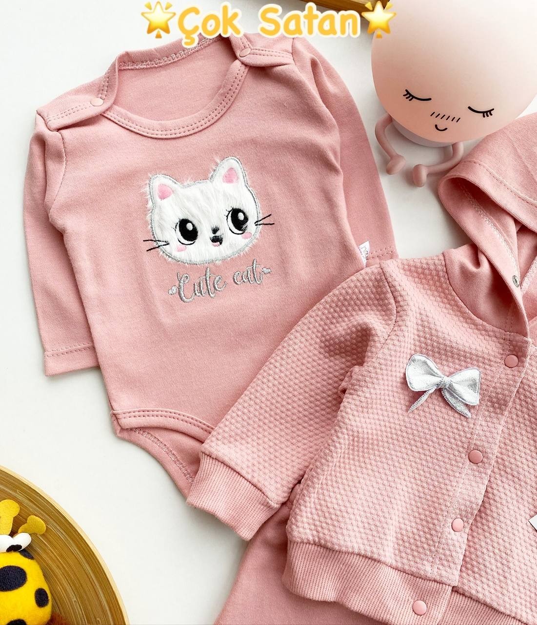 Cute Cat 3'lü Takım Kız Bebek