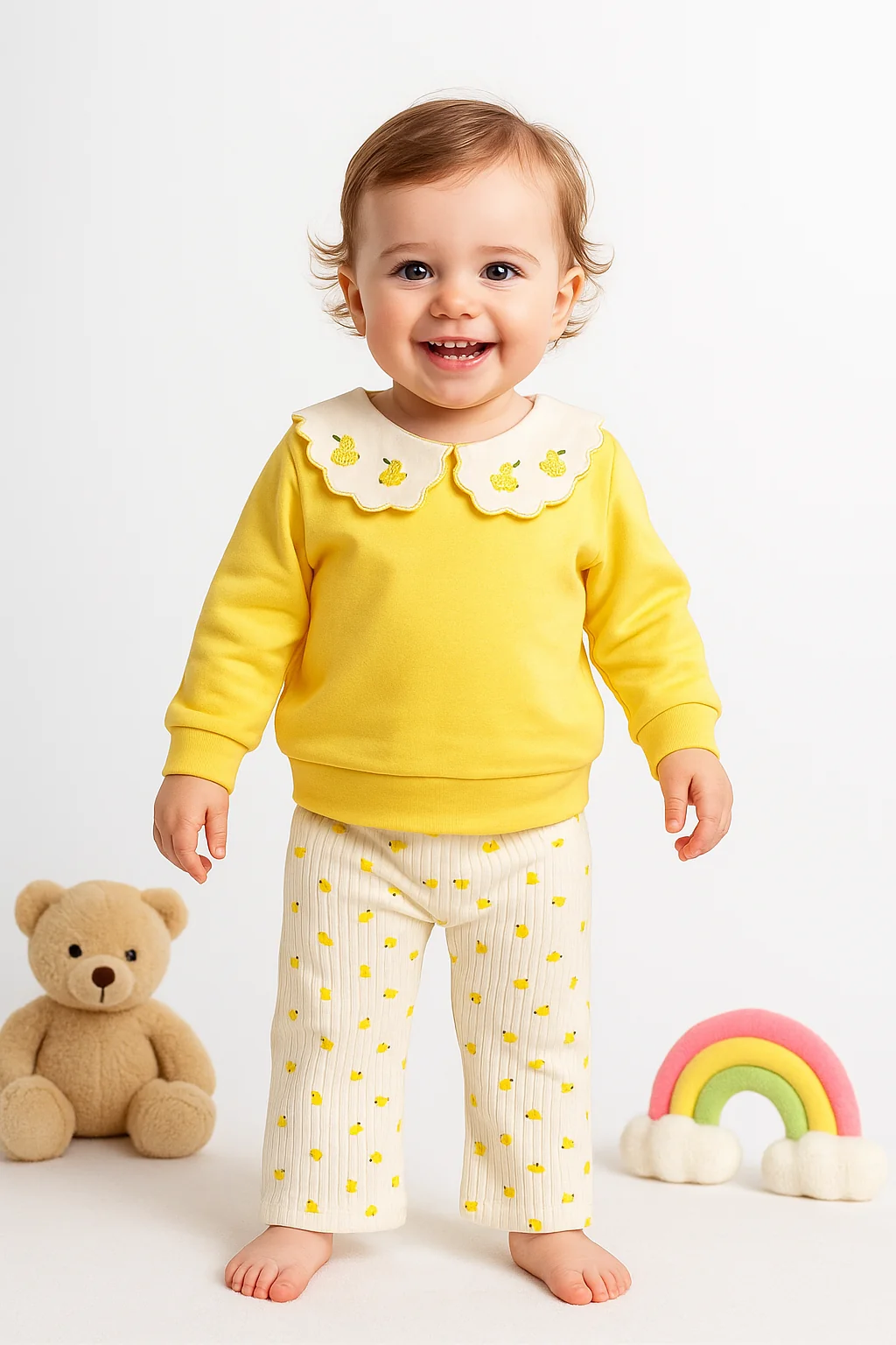 Bebe Yaka Civciv Detaylı 2'li Takım