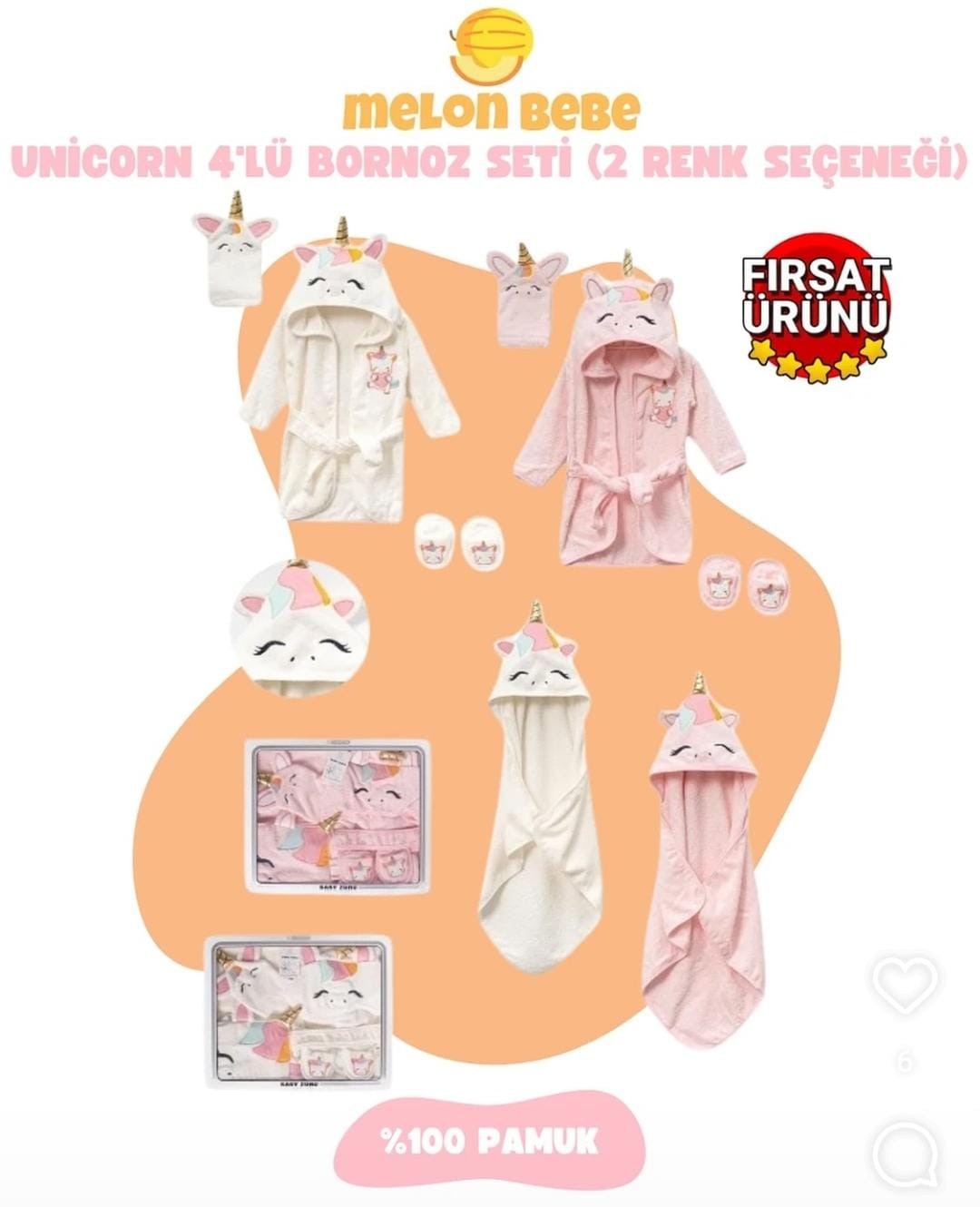 Unicorn 4'lü Bornoz Seti (2 Renk Seçeneği)