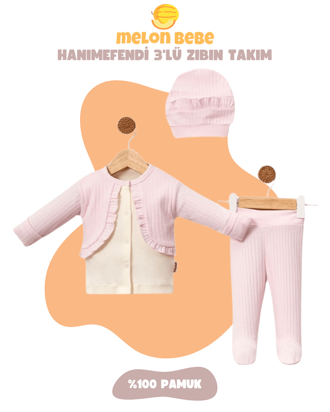 Hanımefendi 3'lü Zıbın Takım - Pembe