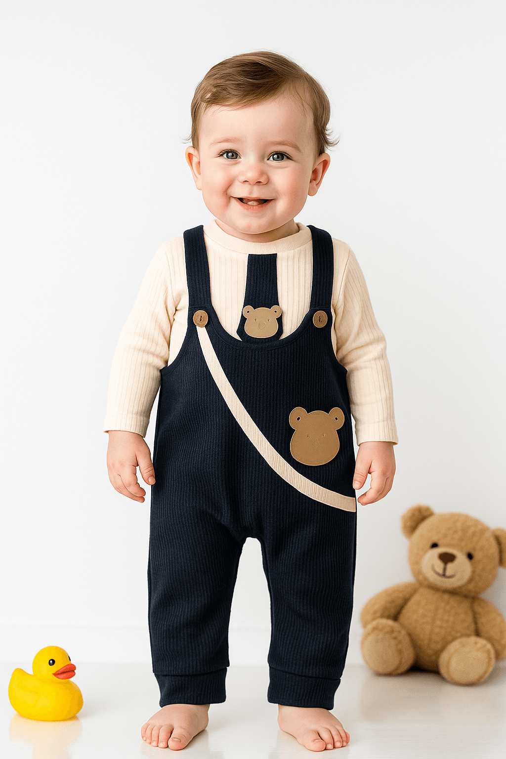 Baby Patron Waffle Kumaş 2'li Salopet Set