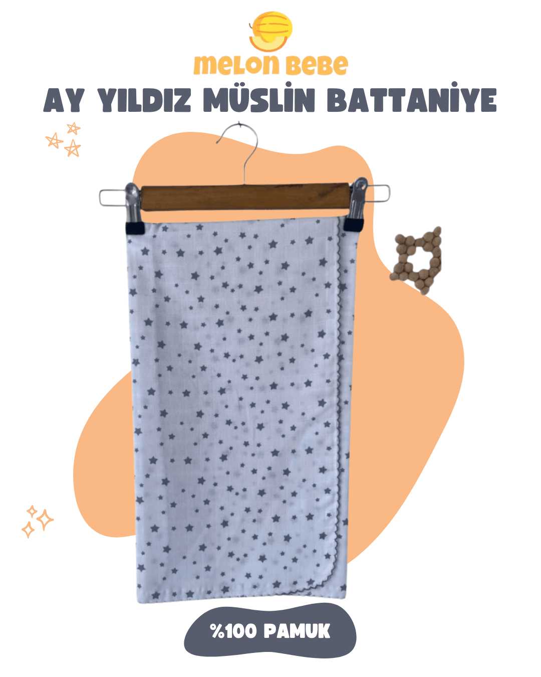 Ay Yıldız Müslin Battaniye