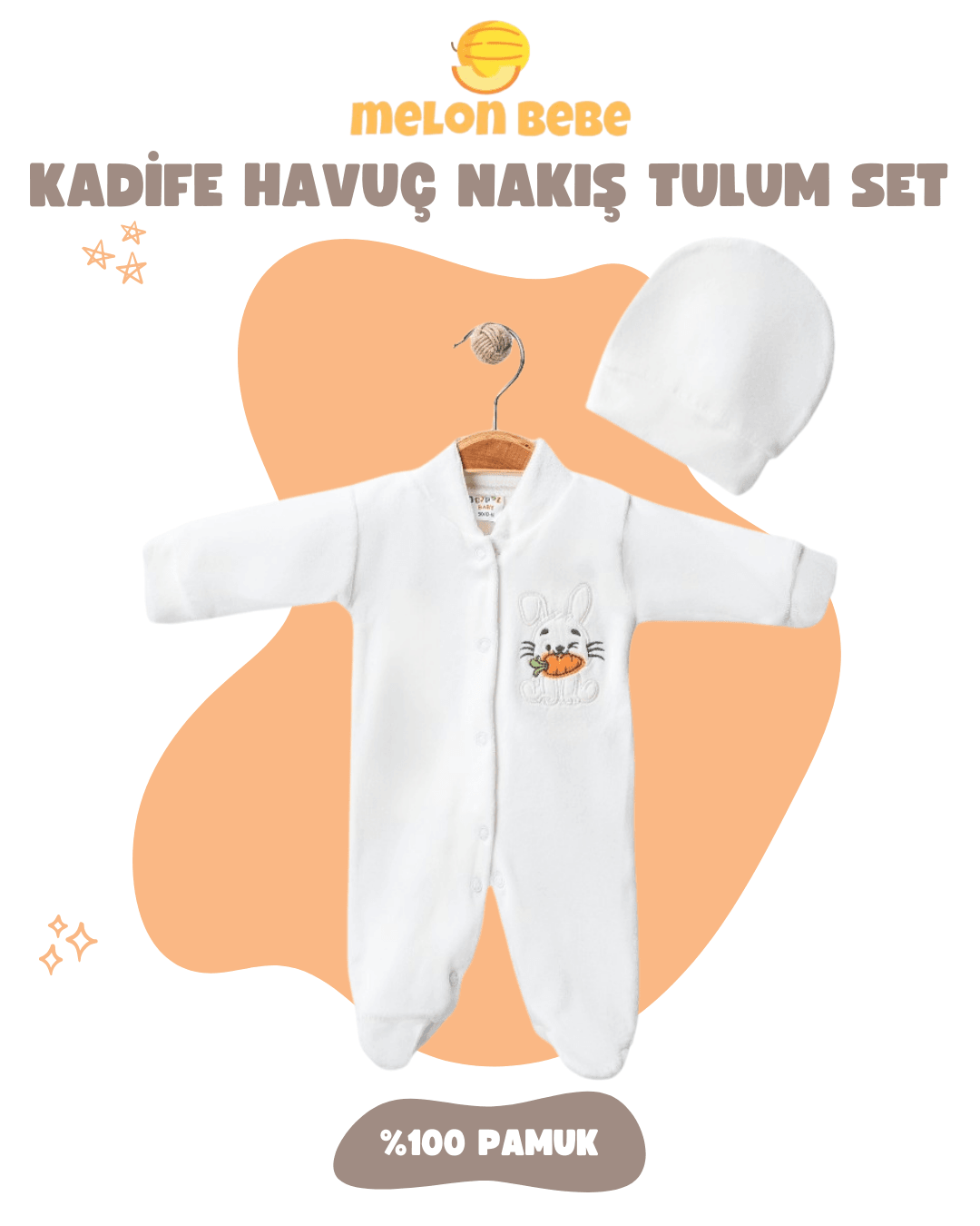 Kadife Havuç Nakışlı Tulum Set