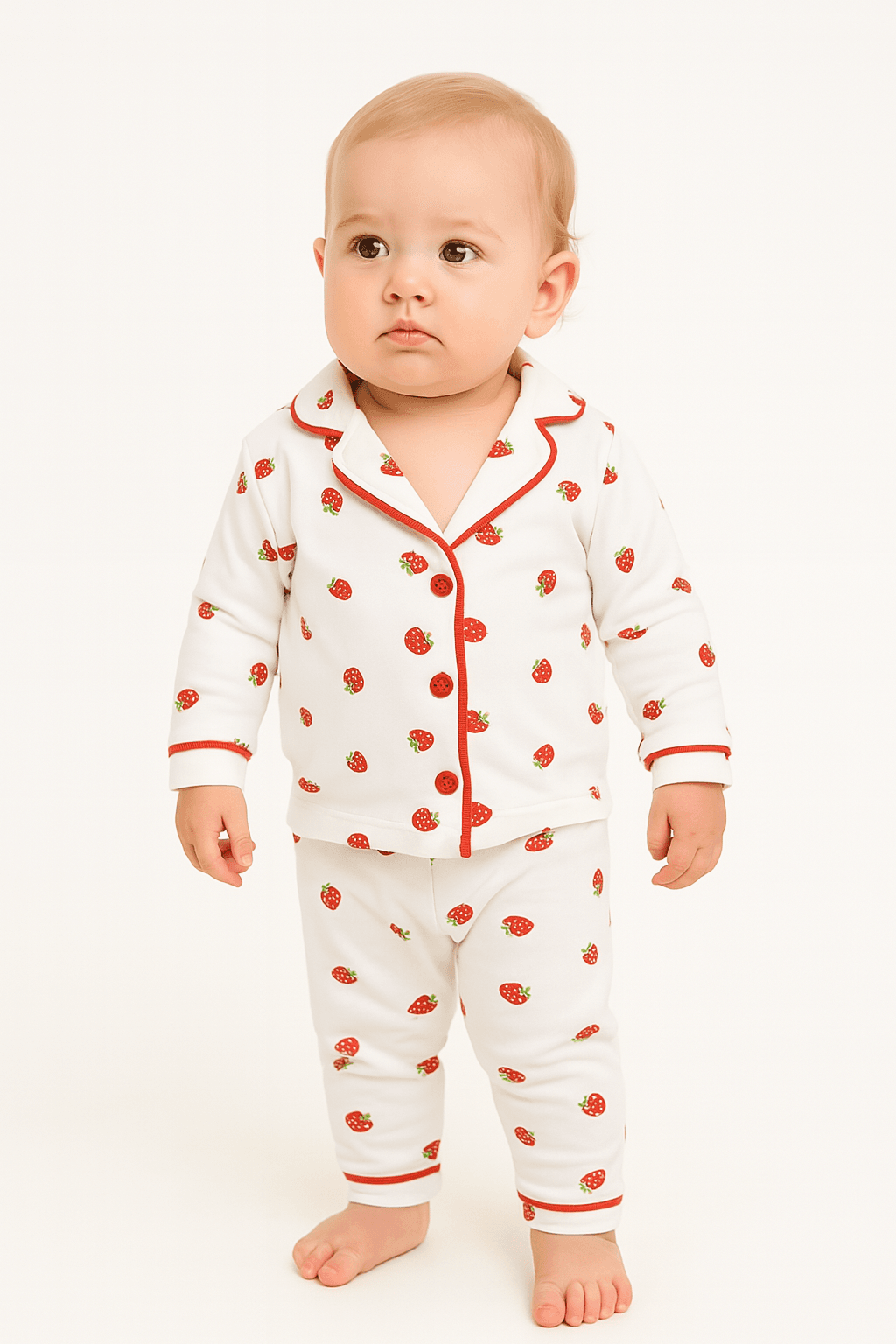 Çilek Baskılı 2'li Pijama Takımı