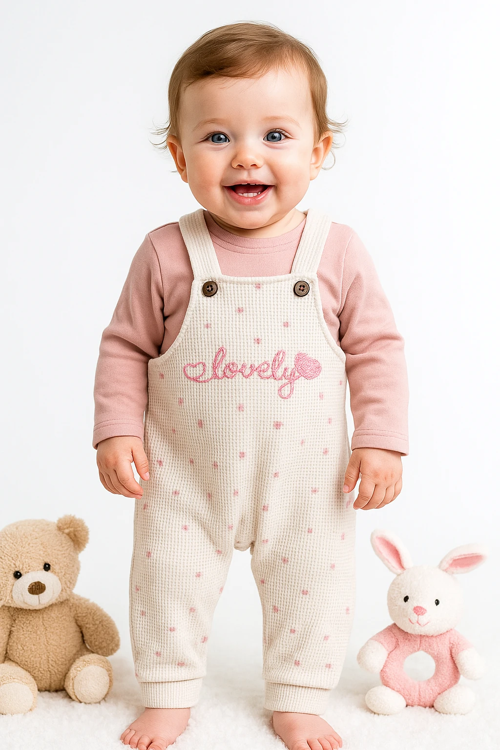 Lovely Kalp Nakışlı 2'li Salopet Set