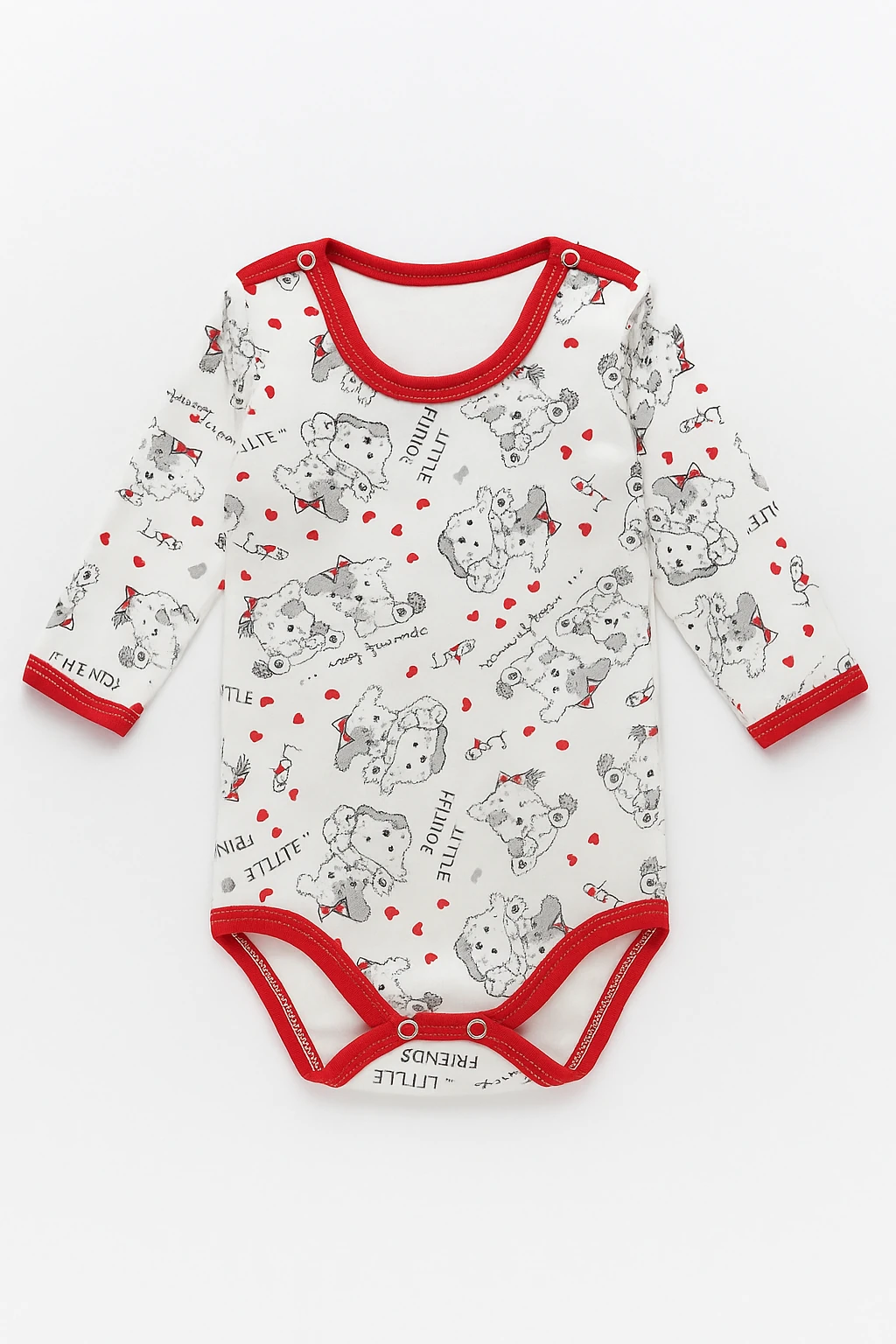 Puppy Desenli Body Uzun Kol