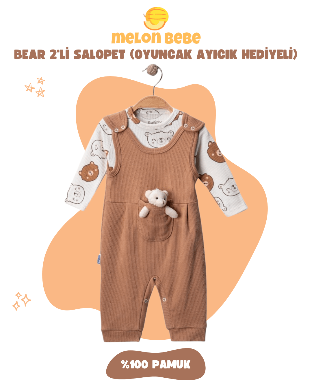 Bear 2'li Salopet (Oyuncak Ayıcık Hediyeli)