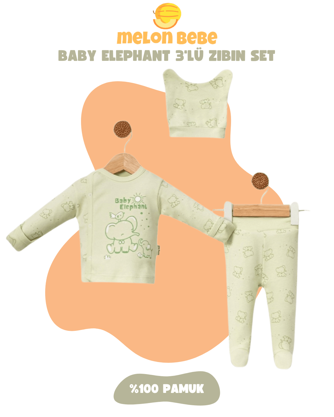 Baby Elephant 3'lü Zıbın Set