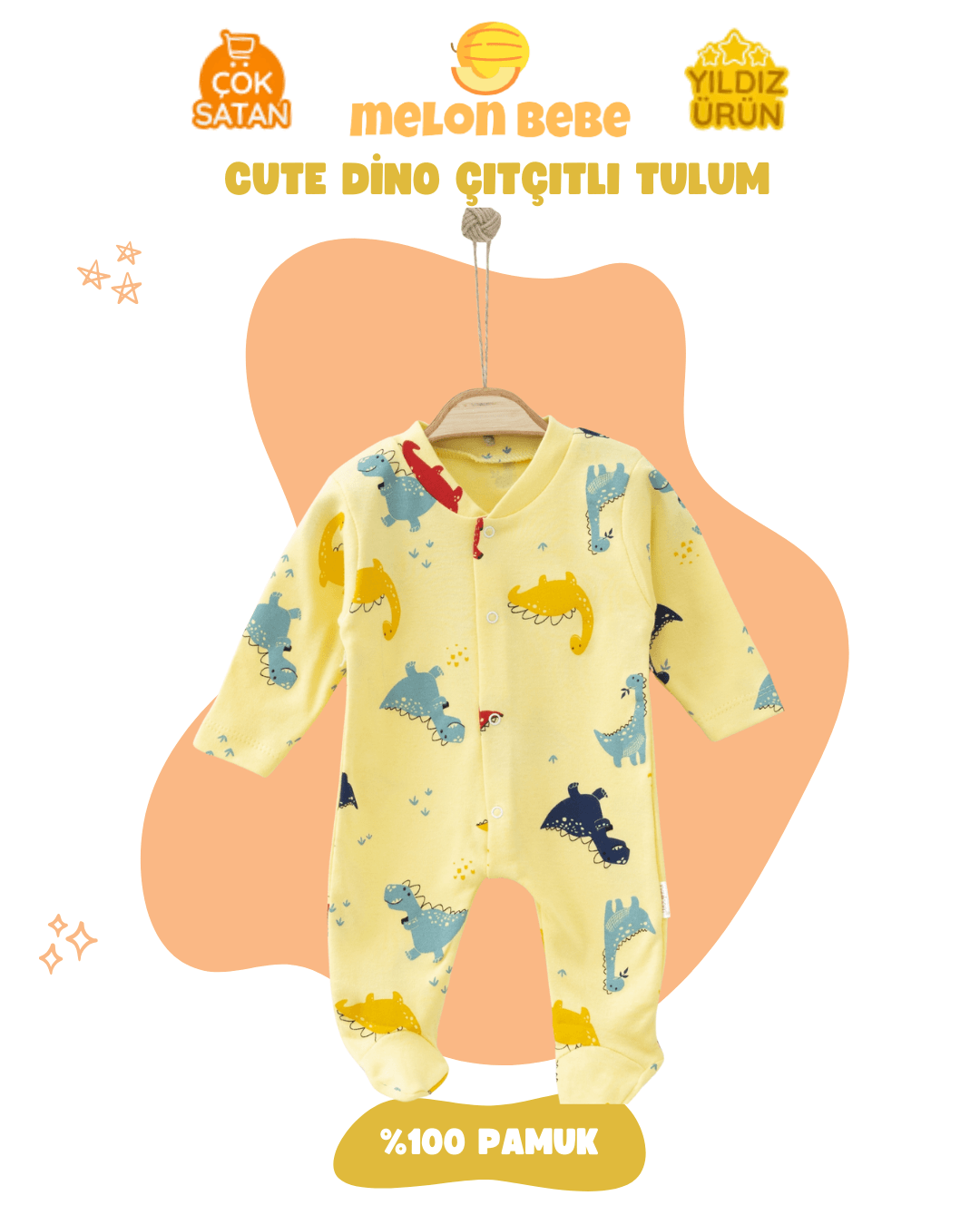 Cute Dino Çıtçıtlı Tulum