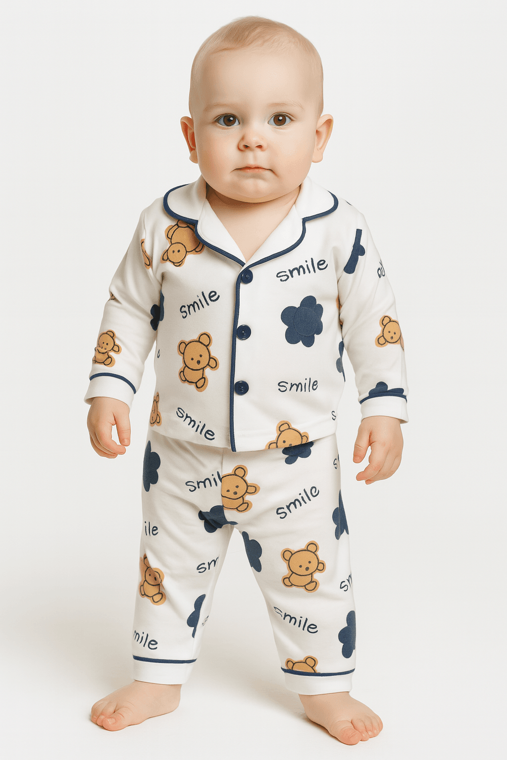 Smile Ayıcık Baskılı 2'li Pijama Takımı