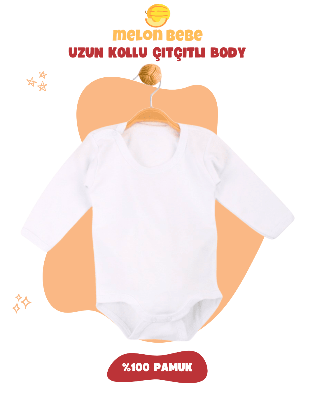 Uzun Kollu Çıtçıtlı Body - Beyaz