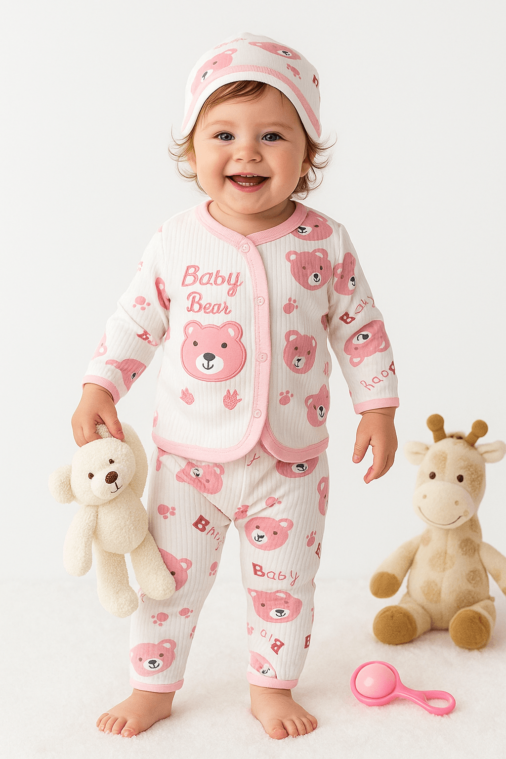 Yenidoğan Bear Baby 3'lü Zıbın Takım