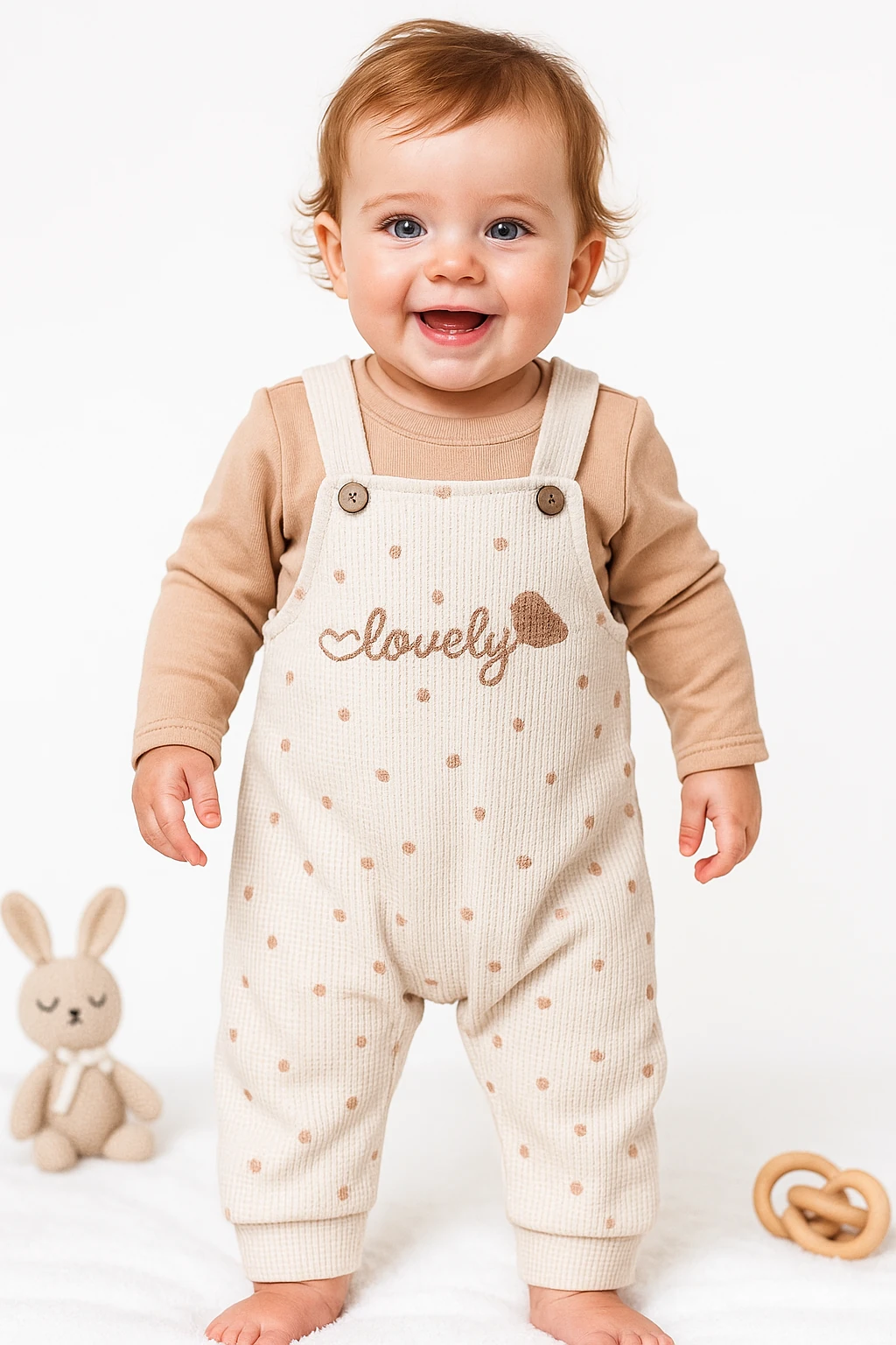 Lovely Kalp Nakışlı 2'li Salopet Set