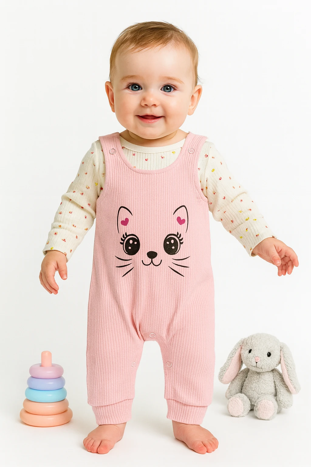 🌟 Bugüne Özel İndirim – 2’li Kız Bebek Salopet %100 Pamuk