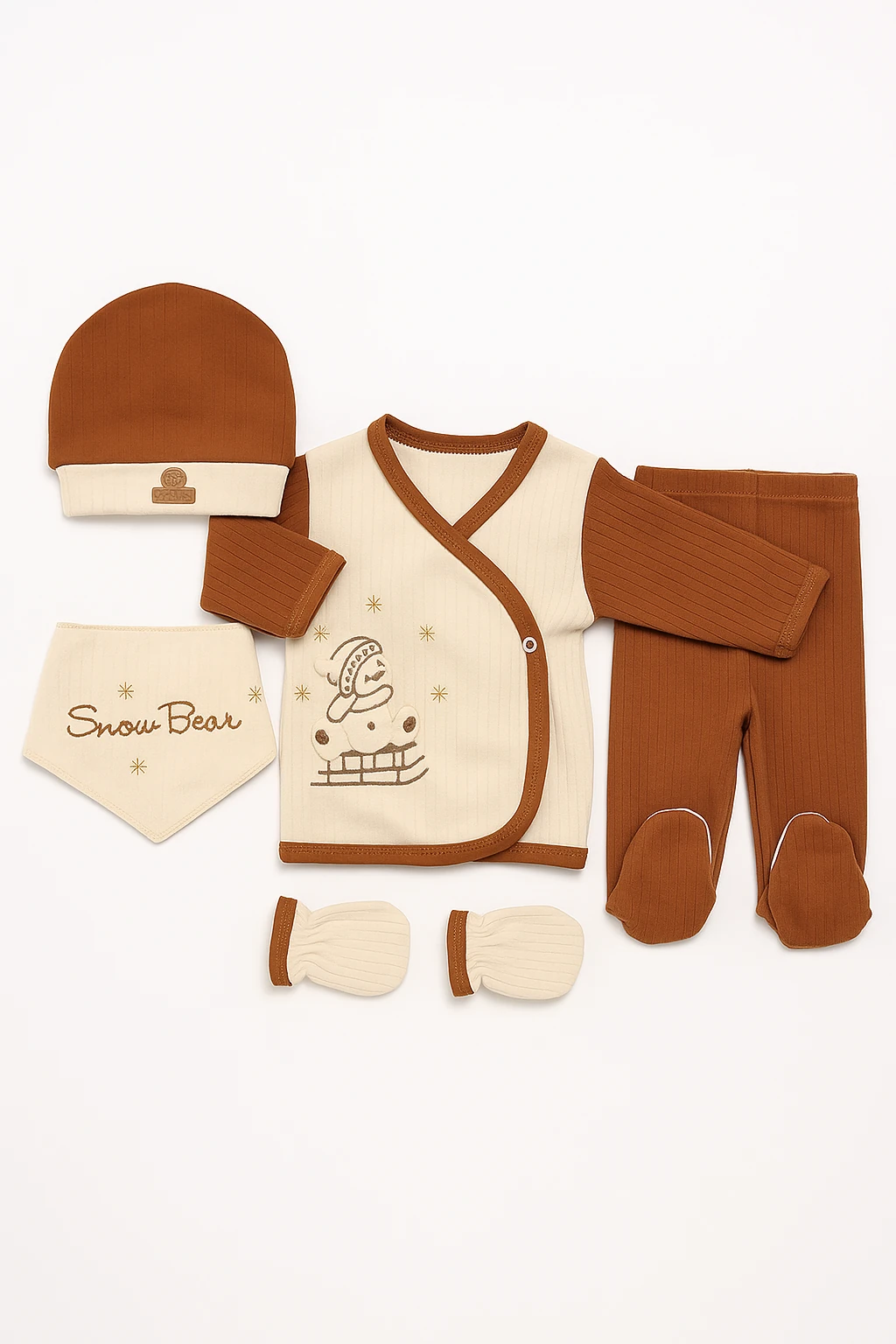 Snow Bear 5'li Kızaklı Organik Lüx Zıbın Seti