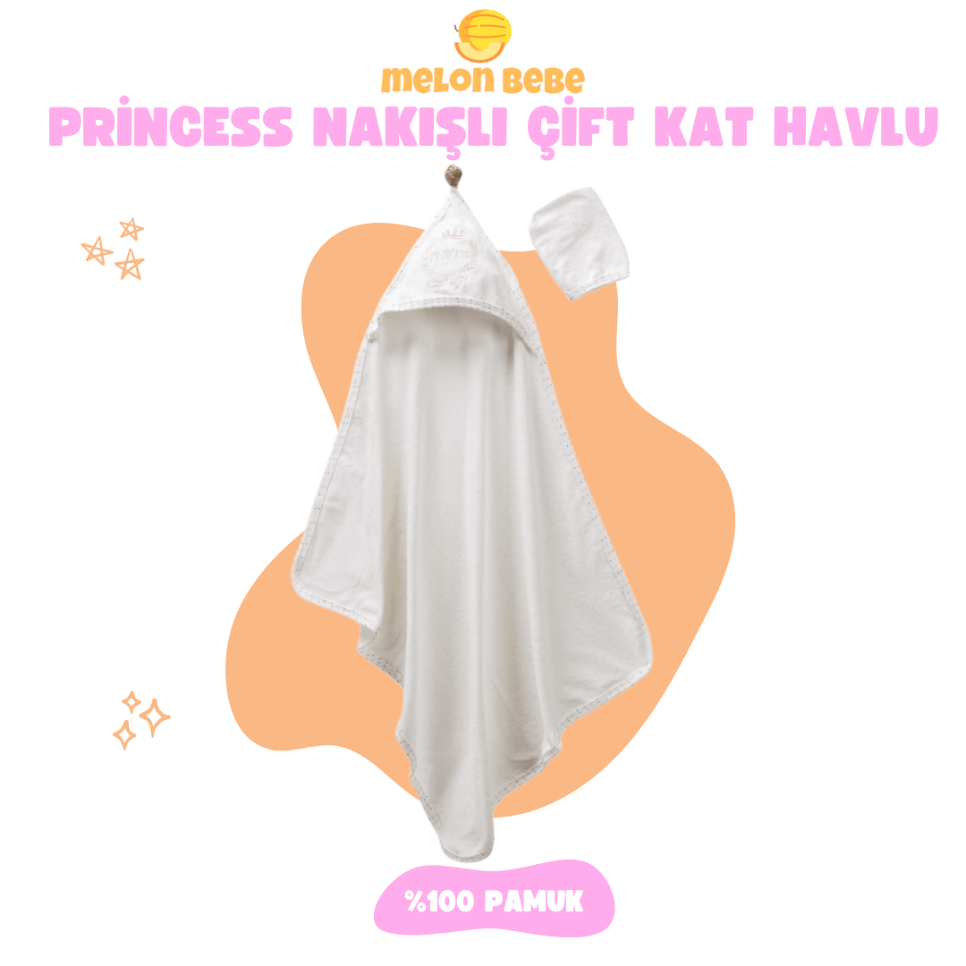 Prince/Princess Nakışlı Çift Kat Havlu - Pembe