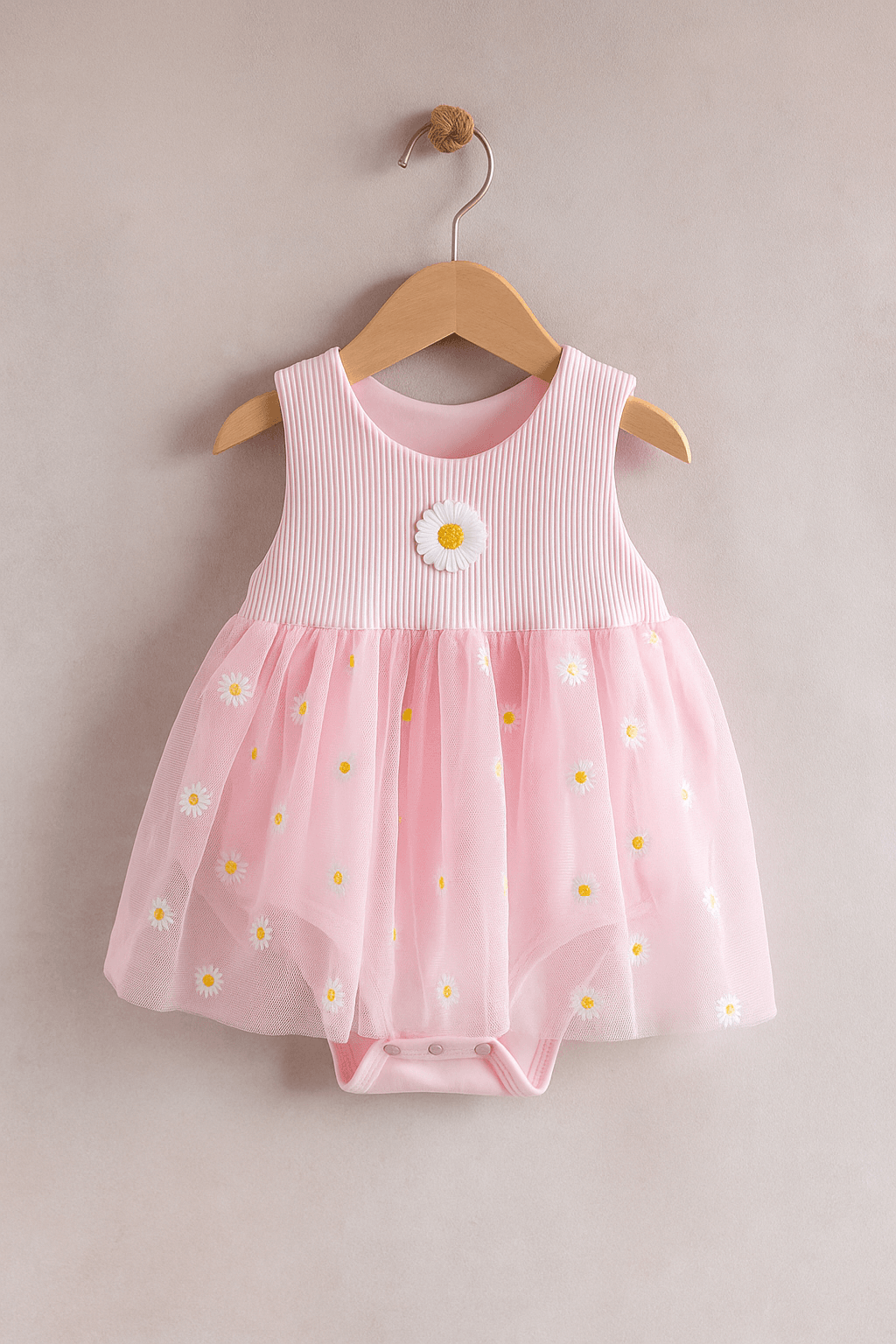 Flowers Bodyli Tüllü Elbise Kız Bebek
