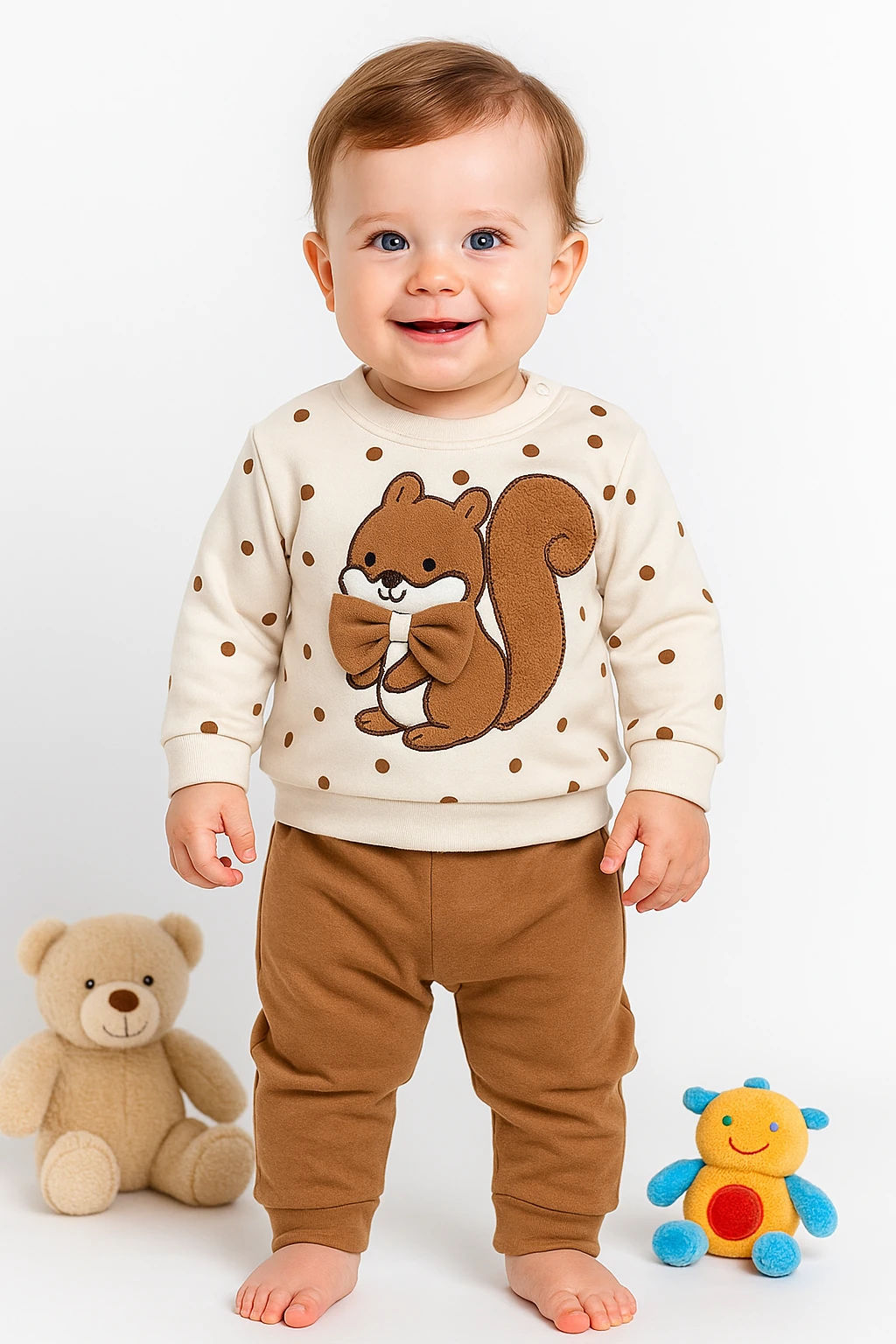 Papyonlu Sincap Nakışlı 2'li Takım