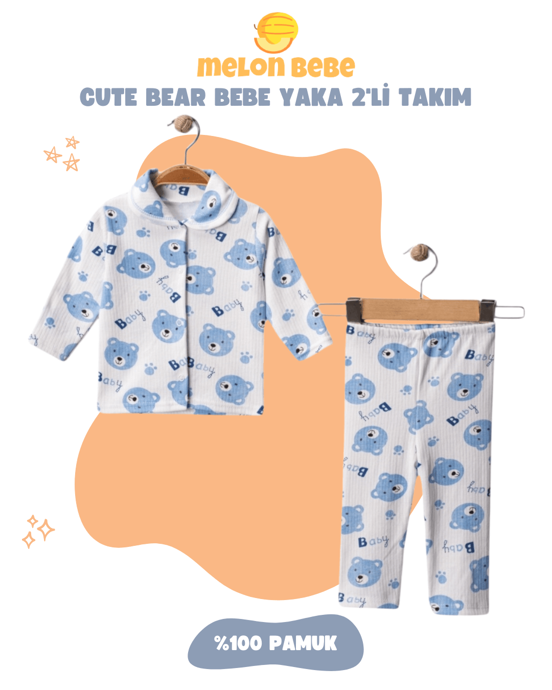 Cute Bear Bebe Yaka 2'li Takım