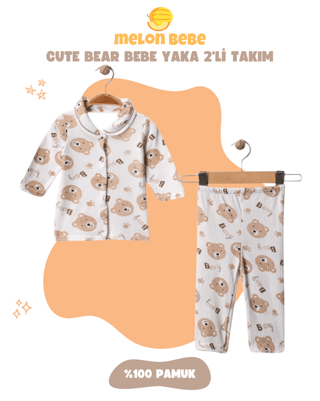 Cute Bear Bebe Yaka 2'li Takım