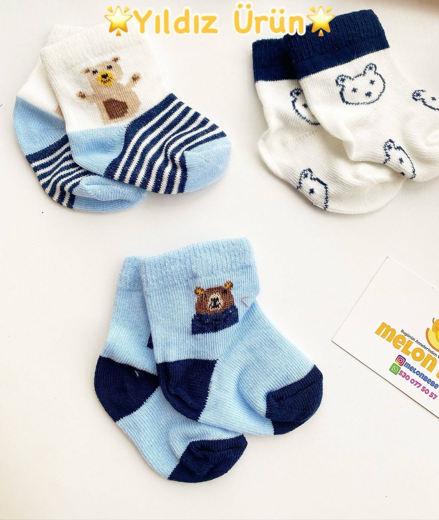 Cute Bear 3'lü Set Bebek Çorap