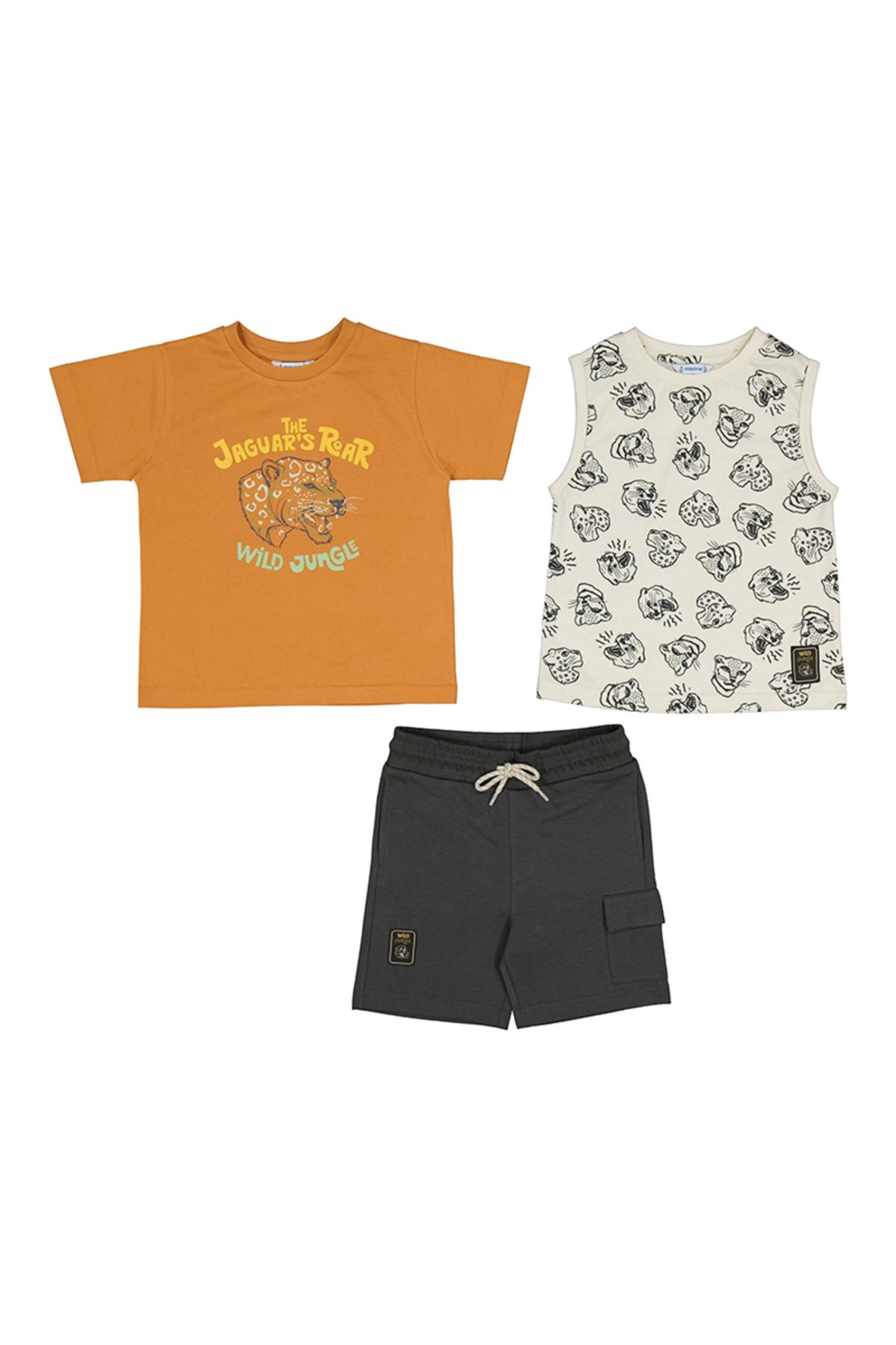 Yazlık Erkek T-shirt Şort 3'lü Set Turuncu
